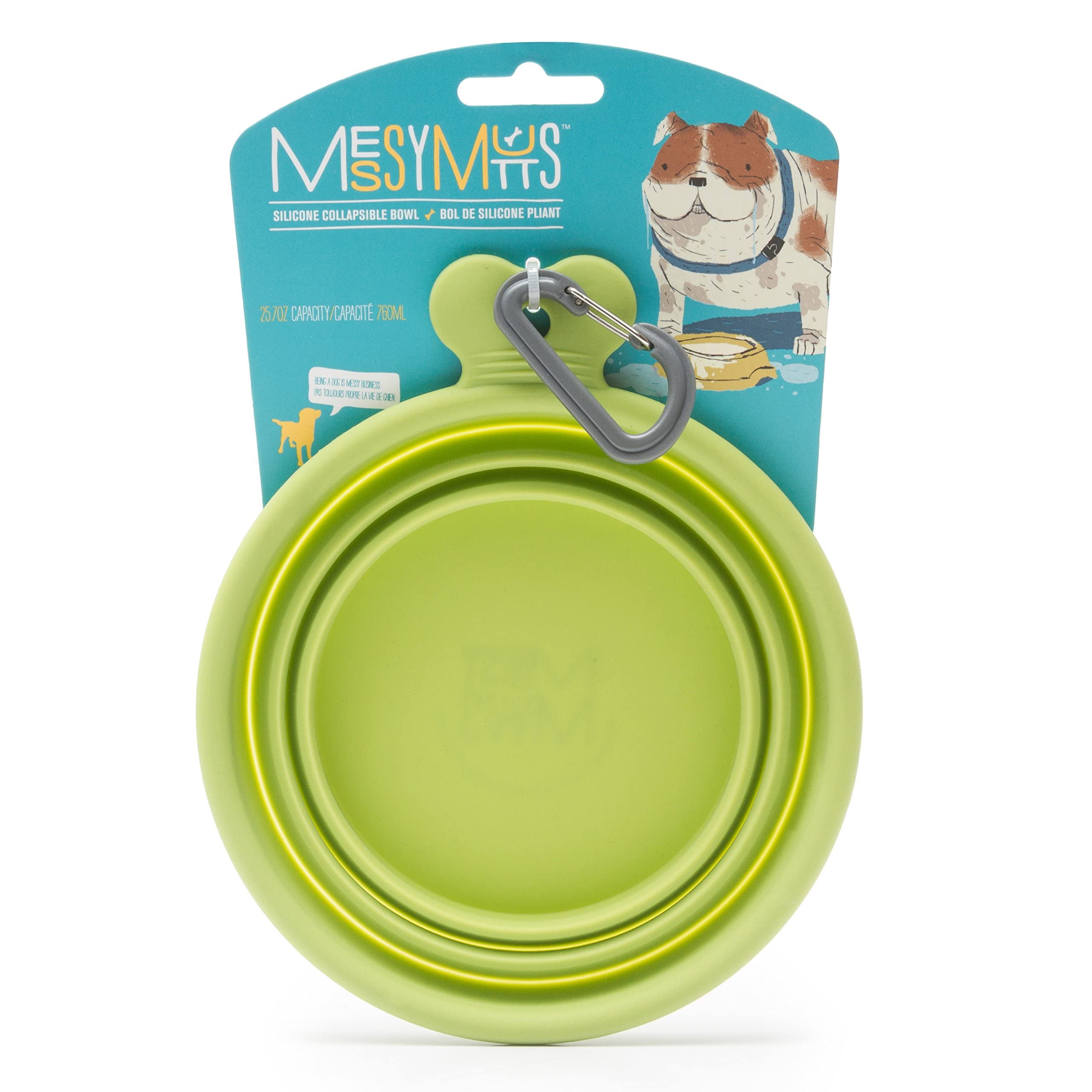 Messy Mutts Dog Collapsible Bowl Blue 1.5 Cup