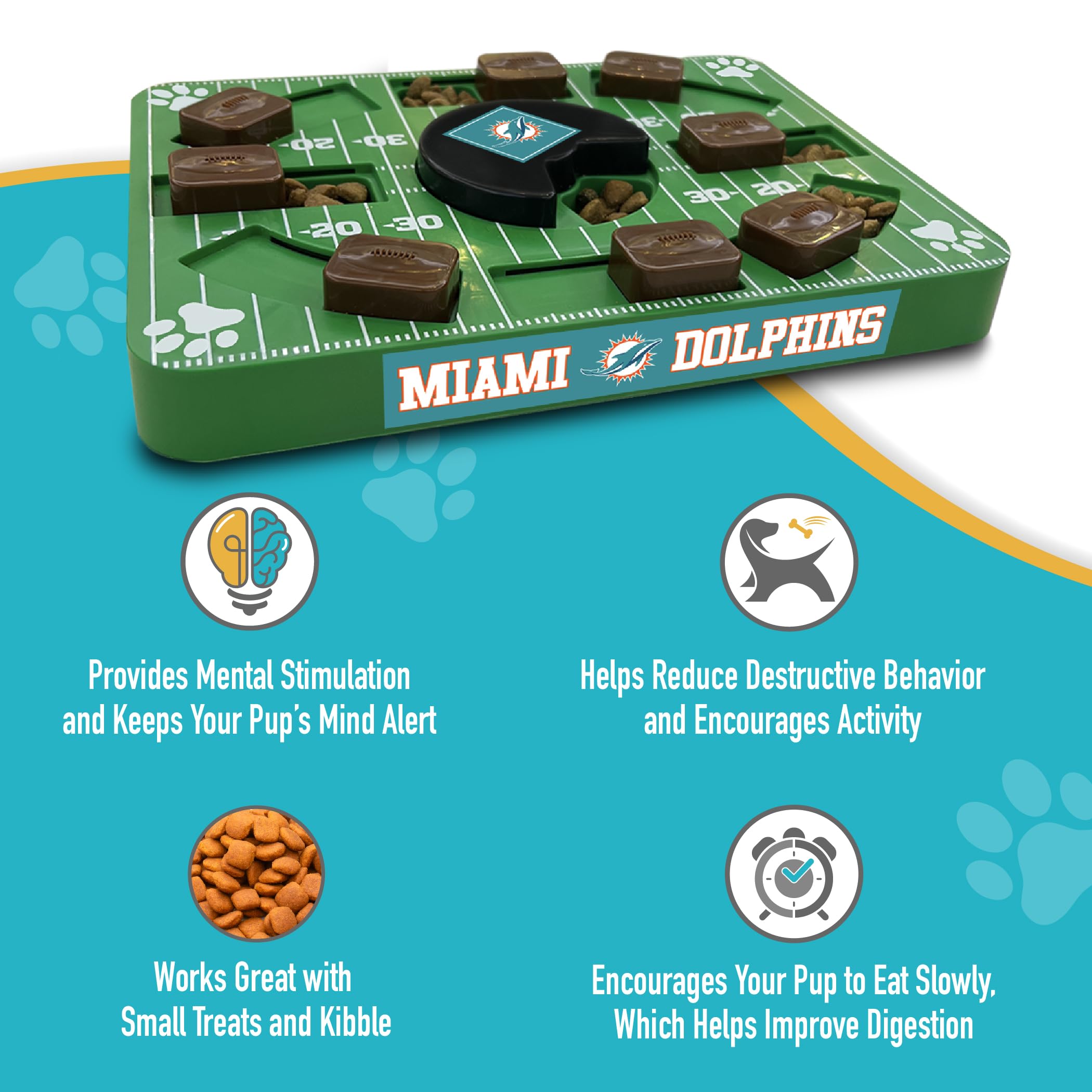 Pets First Nfl Miami Dolphins Puzzle, Interactive Dog Treat Puzzle Toy
