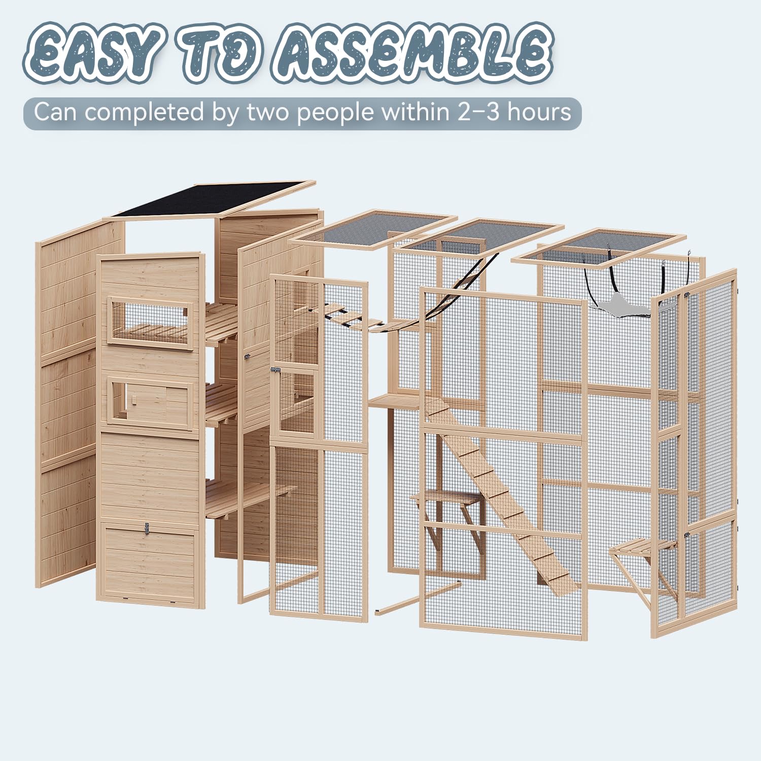 Quyze Catio Outdoor Cat Enclosure,4 Tiers Large Outdoor Cat Enclosures For Mulitiple Cats Walk In Cat Patio With Waterproof Roof