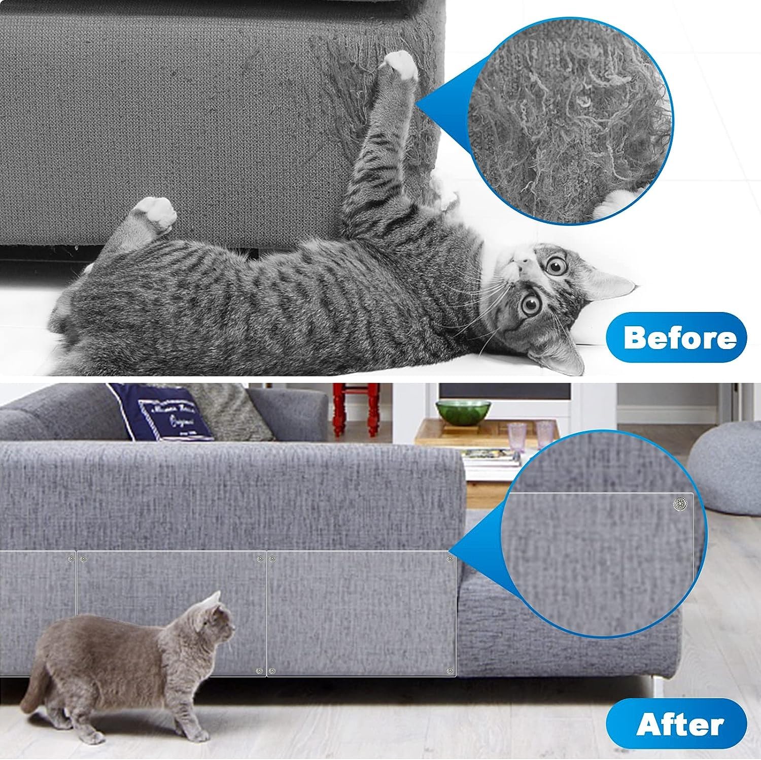 Mioule Cat Scratch Furniture Protector, 18Pcs, Frosted, Large Area Coverage, Easy To Install, Bpa-Free, Environmentally Friendly