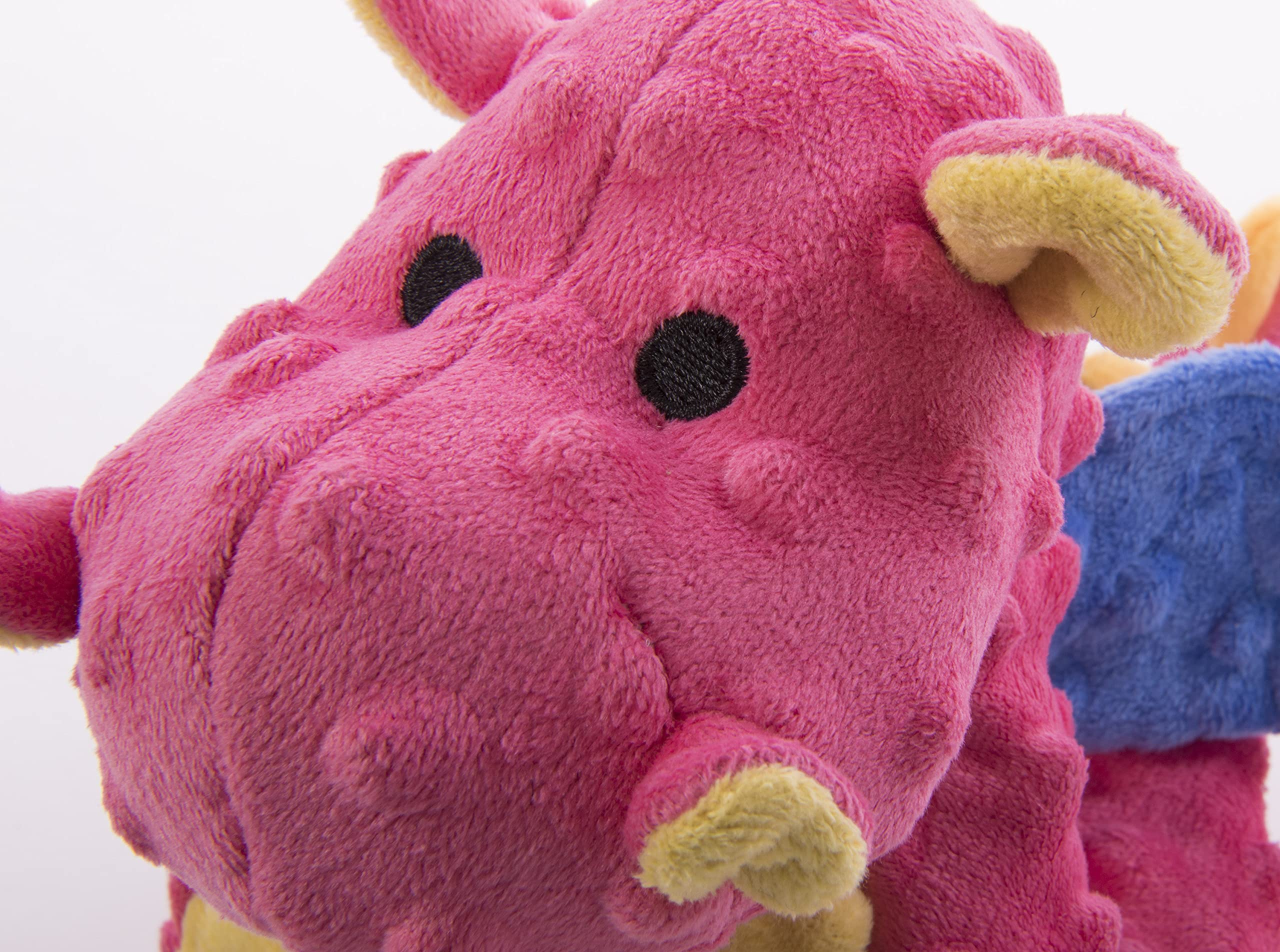 Godog Bubble Plush Dragons Squeaky Dog Toy, Chew Guard Technology - Coral, Large
