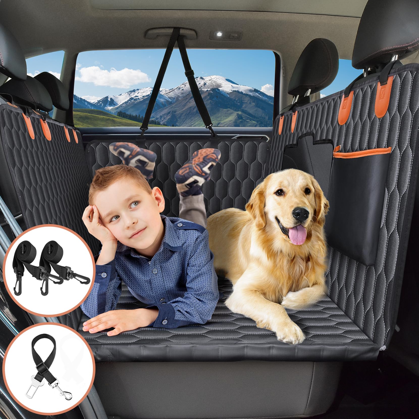 Chumajor Back Seat Extender For Dogs-Supports 400Lb,Hard Bottom Dog Car Seat Cover For Back Seat -Detachable,Scratch Proof Nonsl