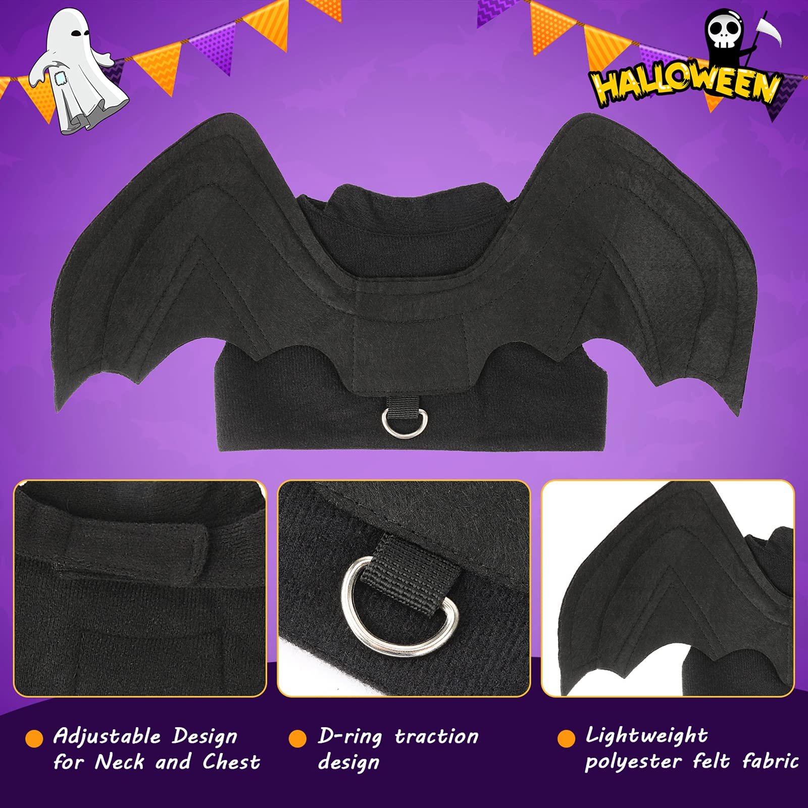 Rypet Dog Halloween Costume - Halloween Bat Wings Pet Costumes For Dogs Cats Halloween Party Large