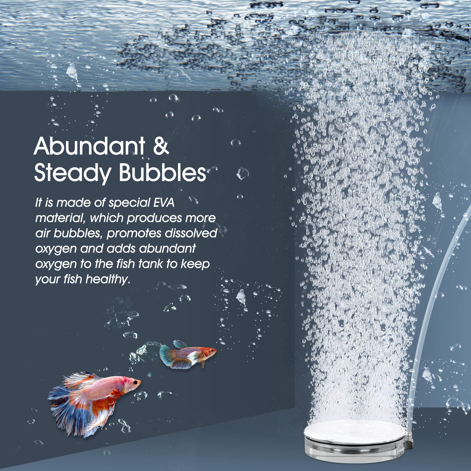 Hygger Air Stones For Aquariums, Transparent Acrylic Fish Tank Bubbler Kit With Air Tube, Ultra Silent Bubble Stone Super-High D