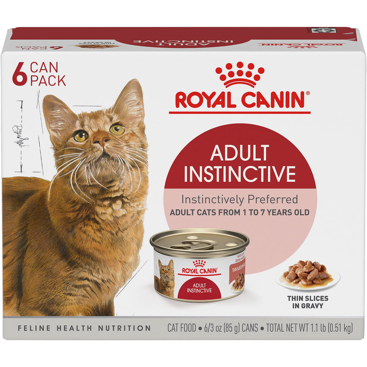 Royal Canin Adult Instinctive Thin Slices In Gravy Wet Cat Food, 3 Oz Can (6-Pack)