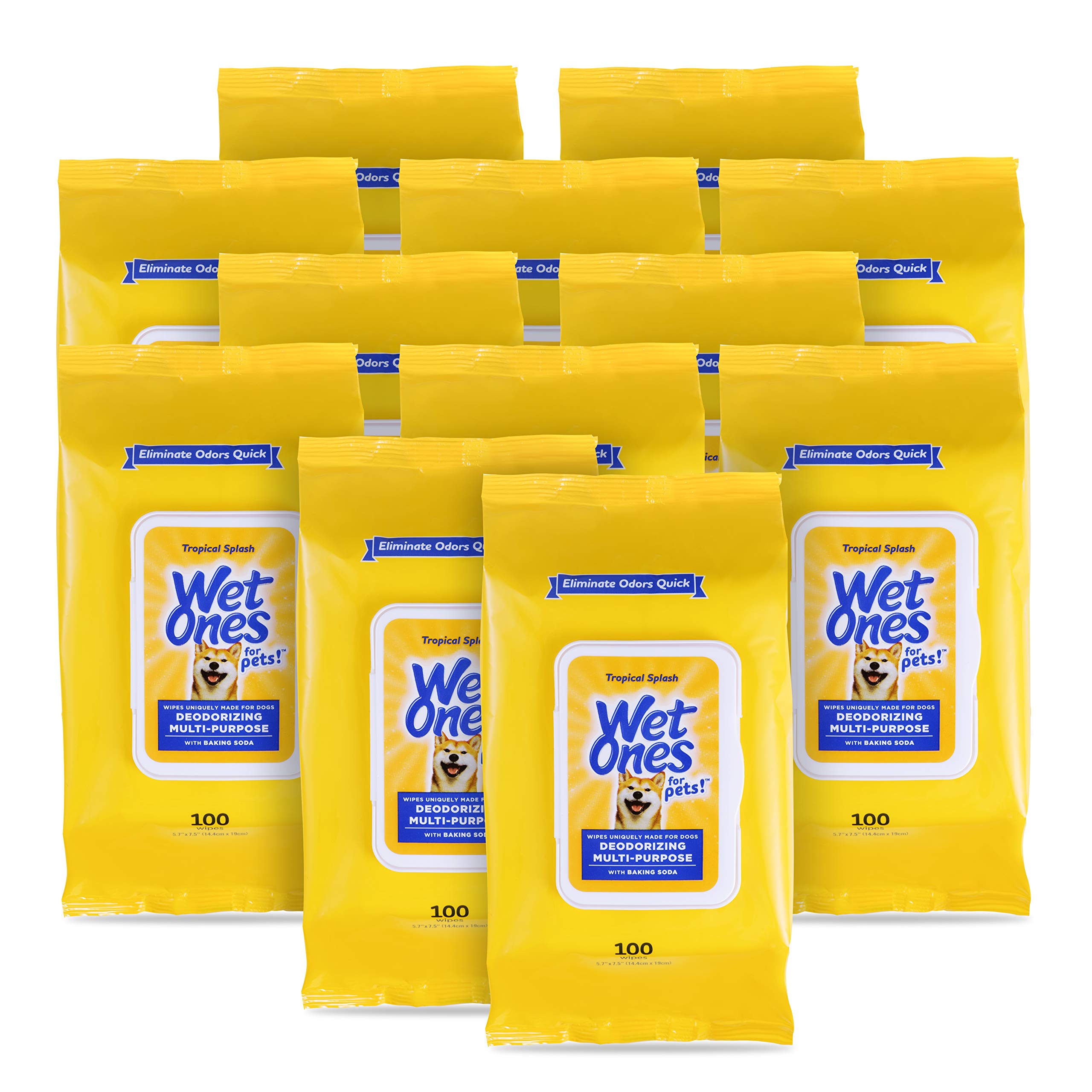 Wet Ones For Pets Deodorizing Multi-Purpose Dog Wipes With Baking Soda, 100 Ct - 12 Pack | Dog Deodorizing Wipes For All Dogs In