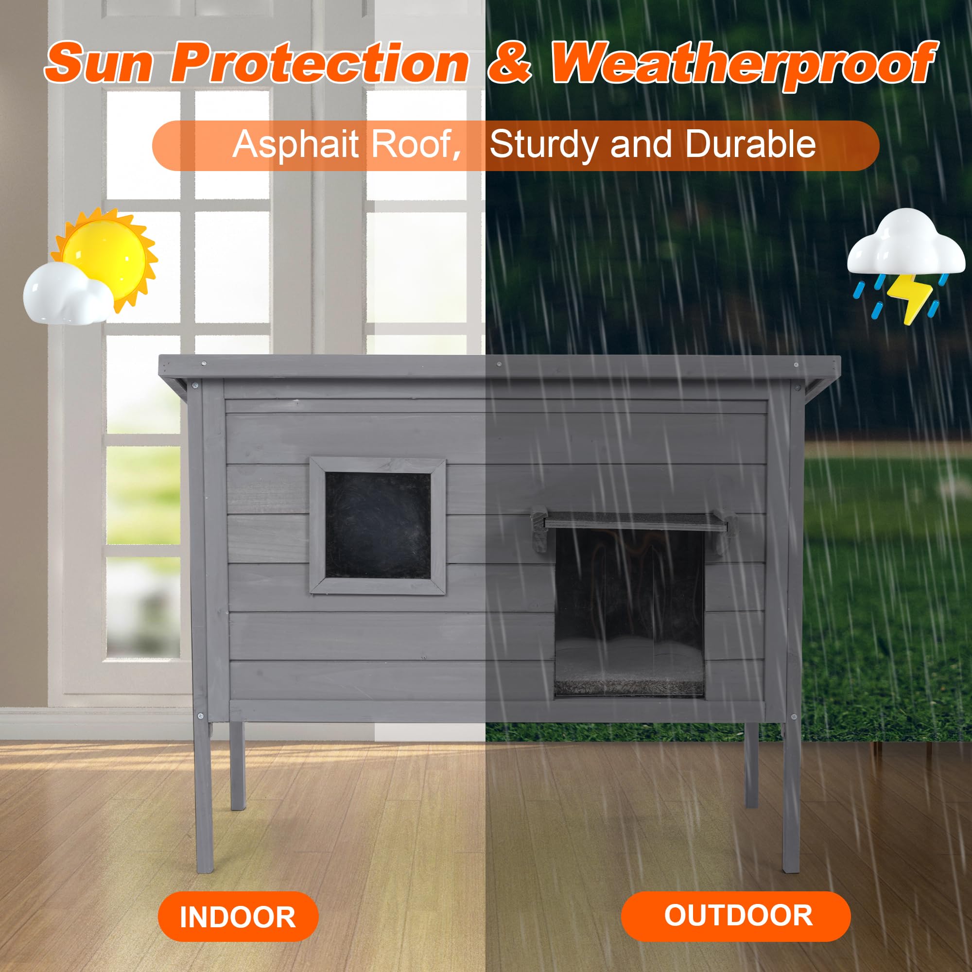 Marunda Woodheated Cat Houses For Outdoor Cats In Winter, Heated Cat House For Indoor And Kitty Shelter For Your Pet To Stay War