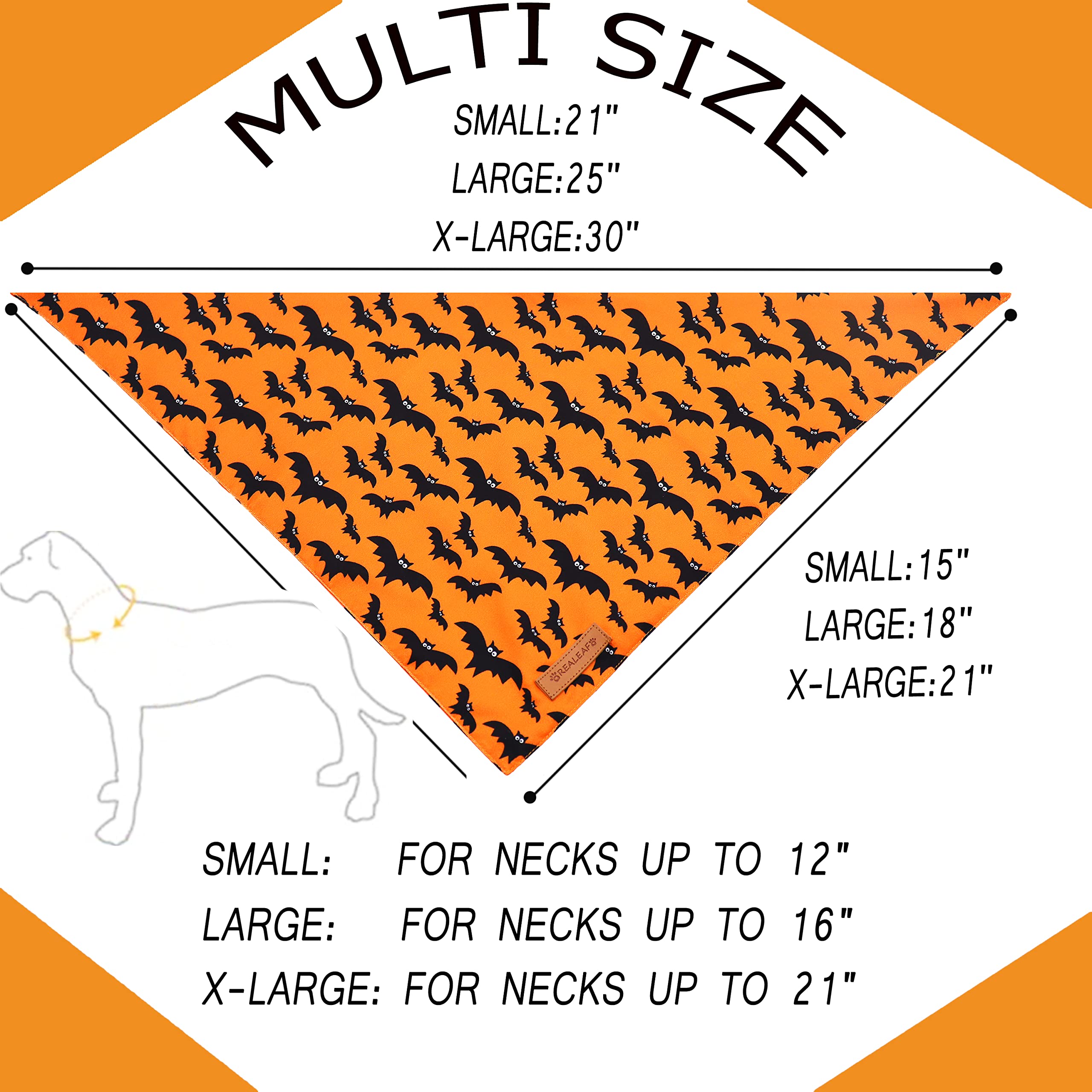 Realeaf Halloween Dog Bandanas 2 Pack, Pumpkin Dog Bandana Fall Dog Scarf For Boy And Girl, Premium Durable Fabric, Orange Holiday Bandana For Small And Medium Dogs (Small)