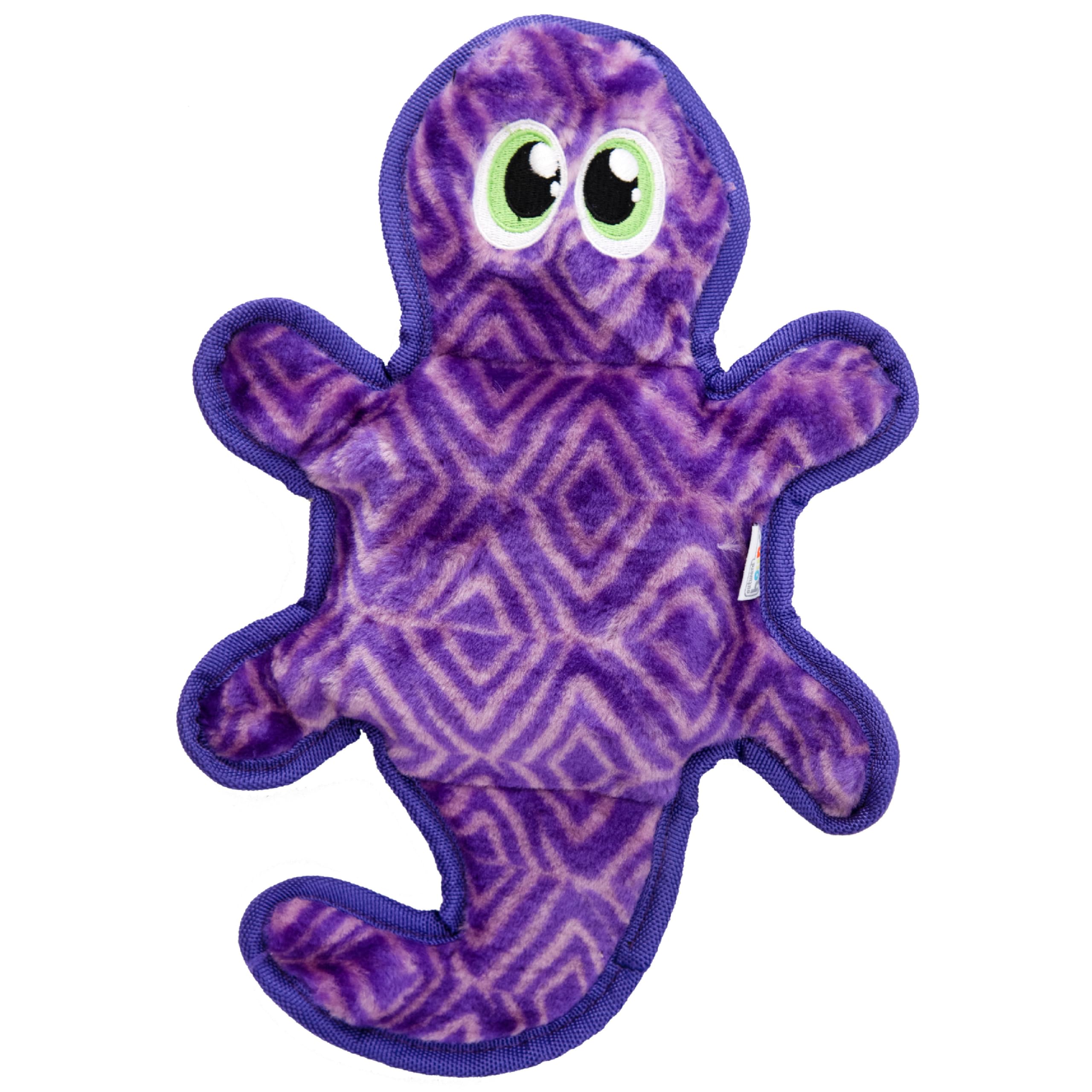 Outward Hound Durablez Tough Plush Squeaky Dog Toy, Gecko, Purple, Medium
