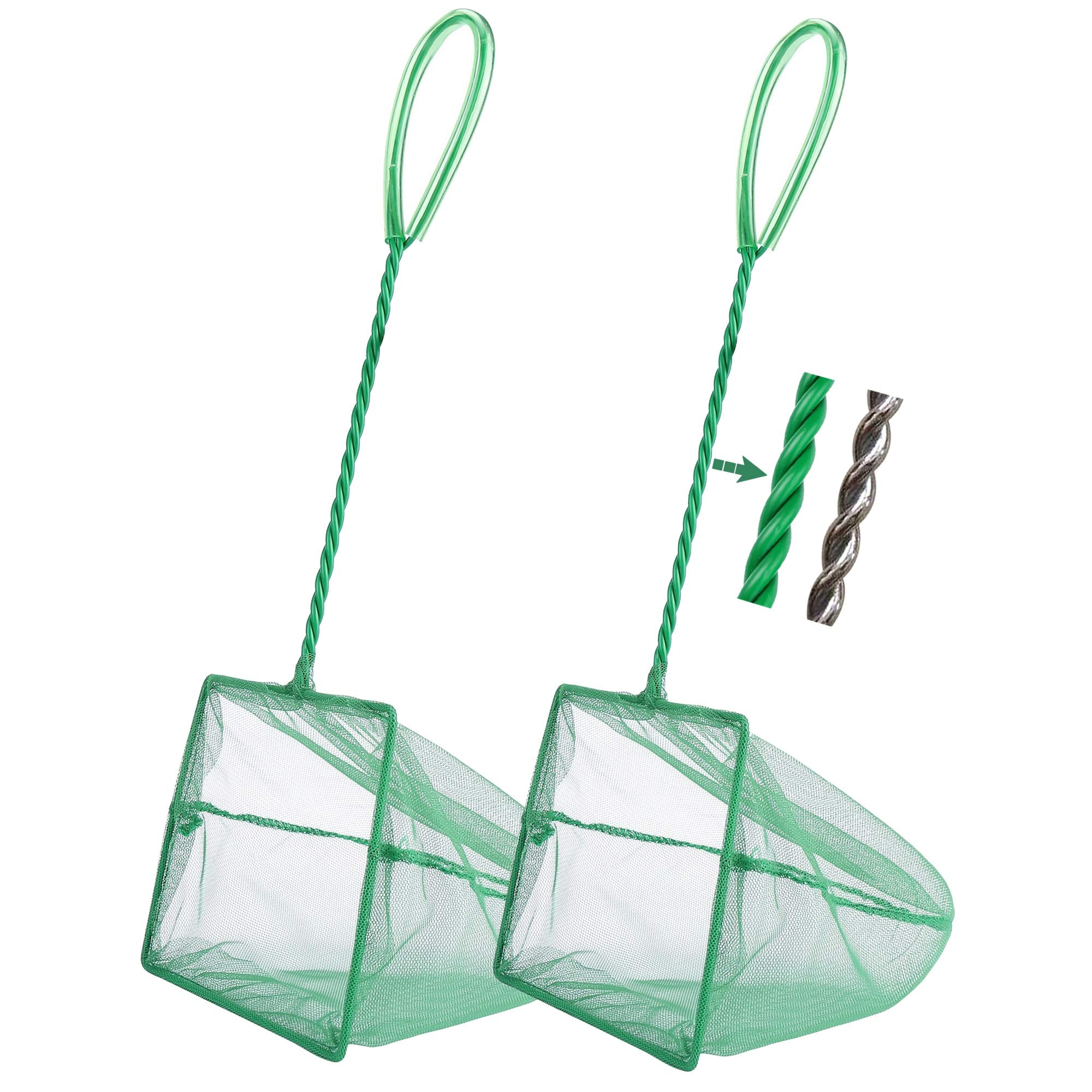 Filhome 2 Pcs Aquarium Fish Net, 6 inches Fine Mesh Quick Catch Fish Net for Fish Tank Betta Fishing Net