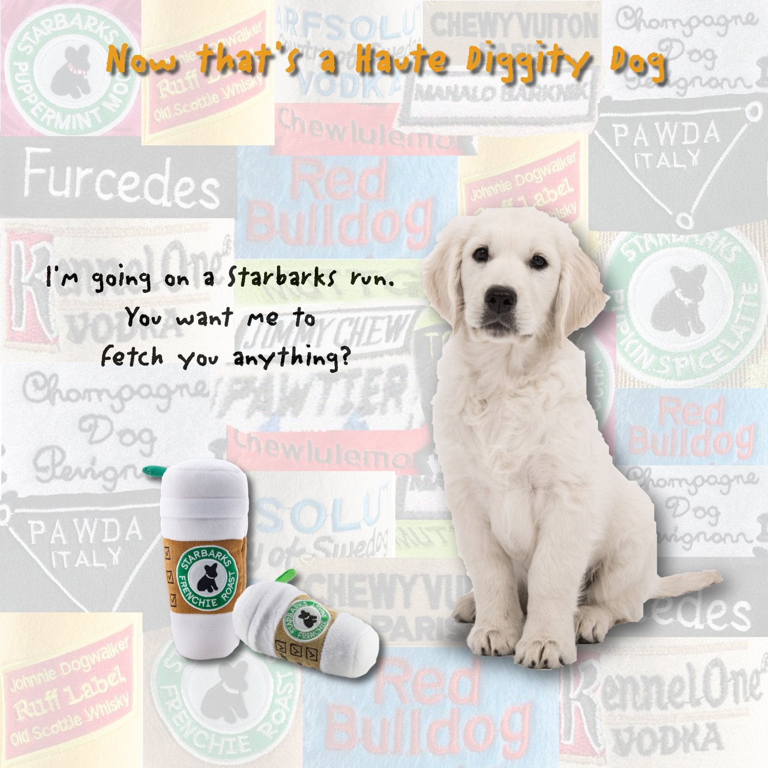 Haute Diggity Dog Starbarks Collection - Soft Plush Coffee Dog Toys With Squeaker And Fun, Colorful, Unique Parody Designs Made From Safe, Machine-Washable Materials For All Dog Breeds & Sizes