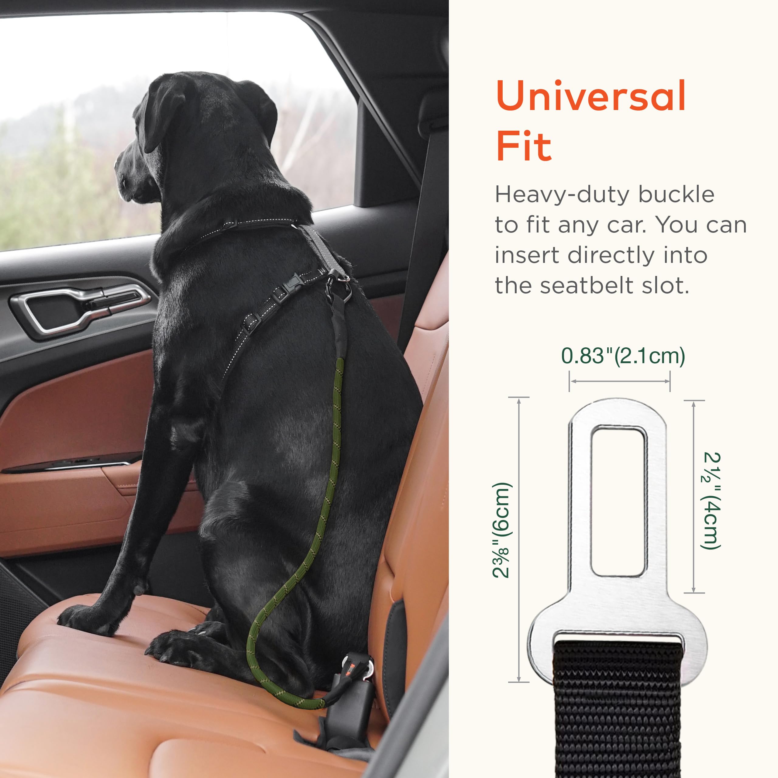ARCA PET Dog Seat Belt for Car | Universal Dog Car Seatbelt | Durable Reflective Rope with Clip Hook Latch, Buckle and Carabiner