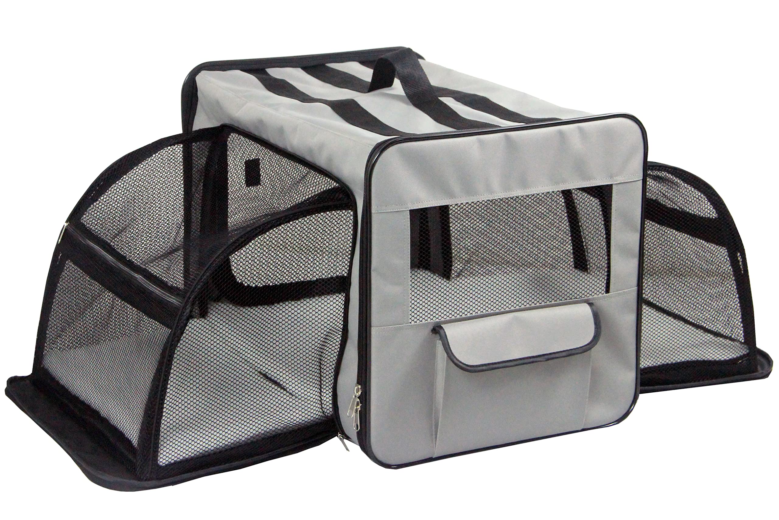 Pet Life Capacious Dual-Expandable Wire Folding Lightweight Collapsible Travel Pet Dog Crate(D0102H703JV.)