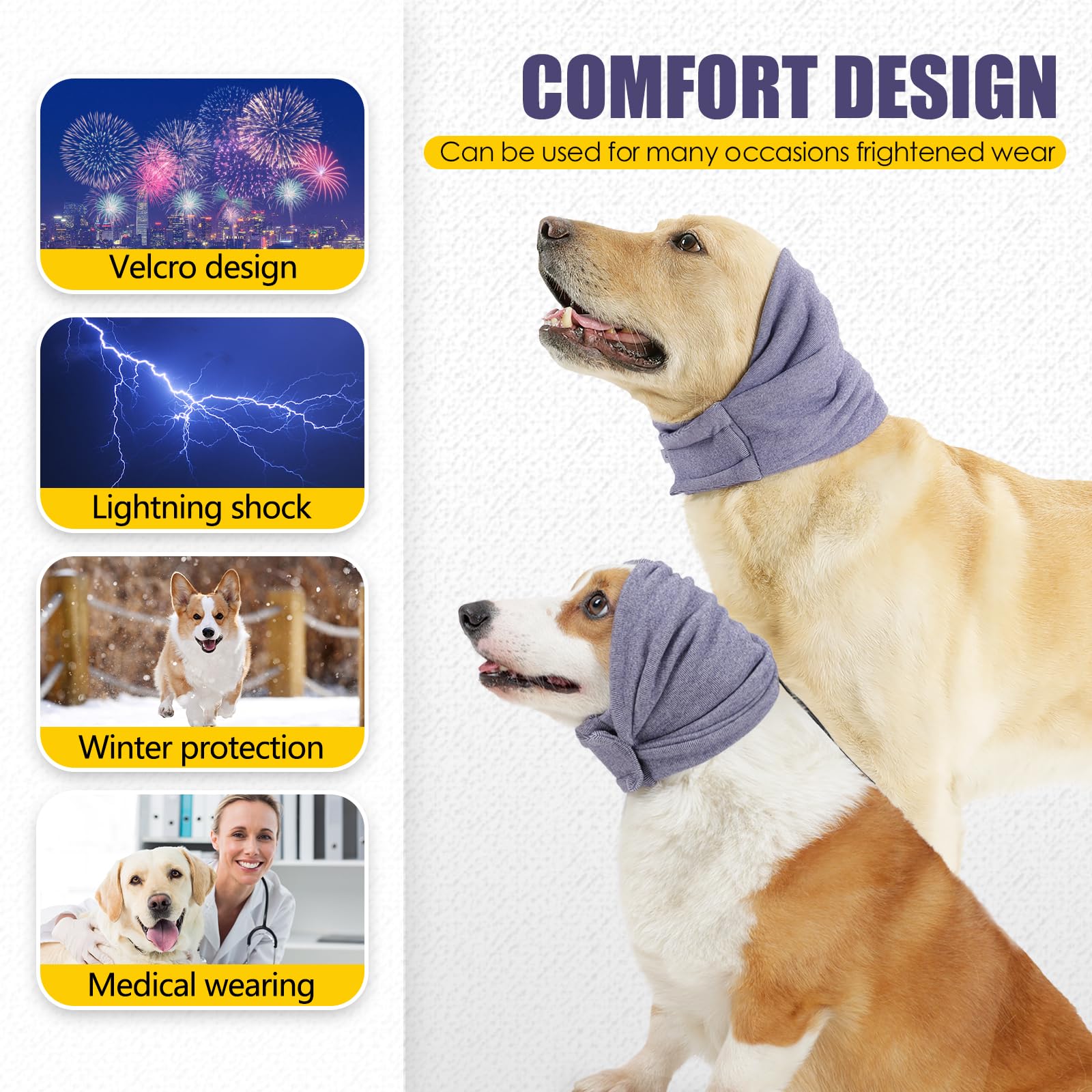 JOHNBOLIN Dog Thunder Ear Muffs,Dog Calming & No Shake Ear Wraps for Dogs Hematoma Healing,Dog Noise Protection Head Ear Wrap Re