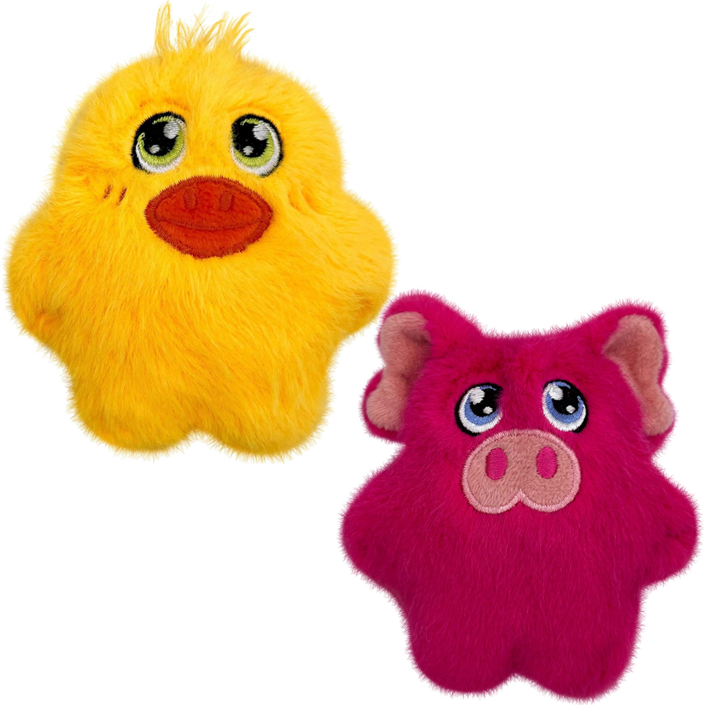 Kong Snuzzles Kiddos Mini Extra Small Dog Toy - Soft Plush Squeaky Toy For Small Dogs & Puppies (Duck/Pig Combo)