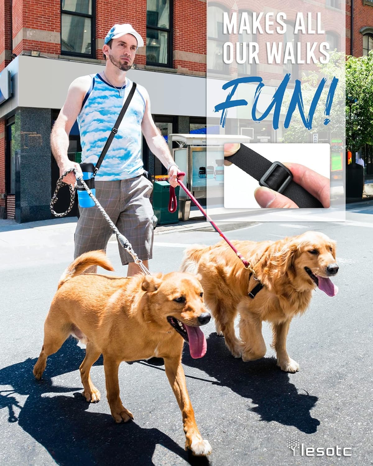 Lesotc Dog Water Bottle, Portable Pet Water Dispenser, Leak Proof Travel Squeeze Water Bottle For Dogs, Puppy Essentials Dog Stu