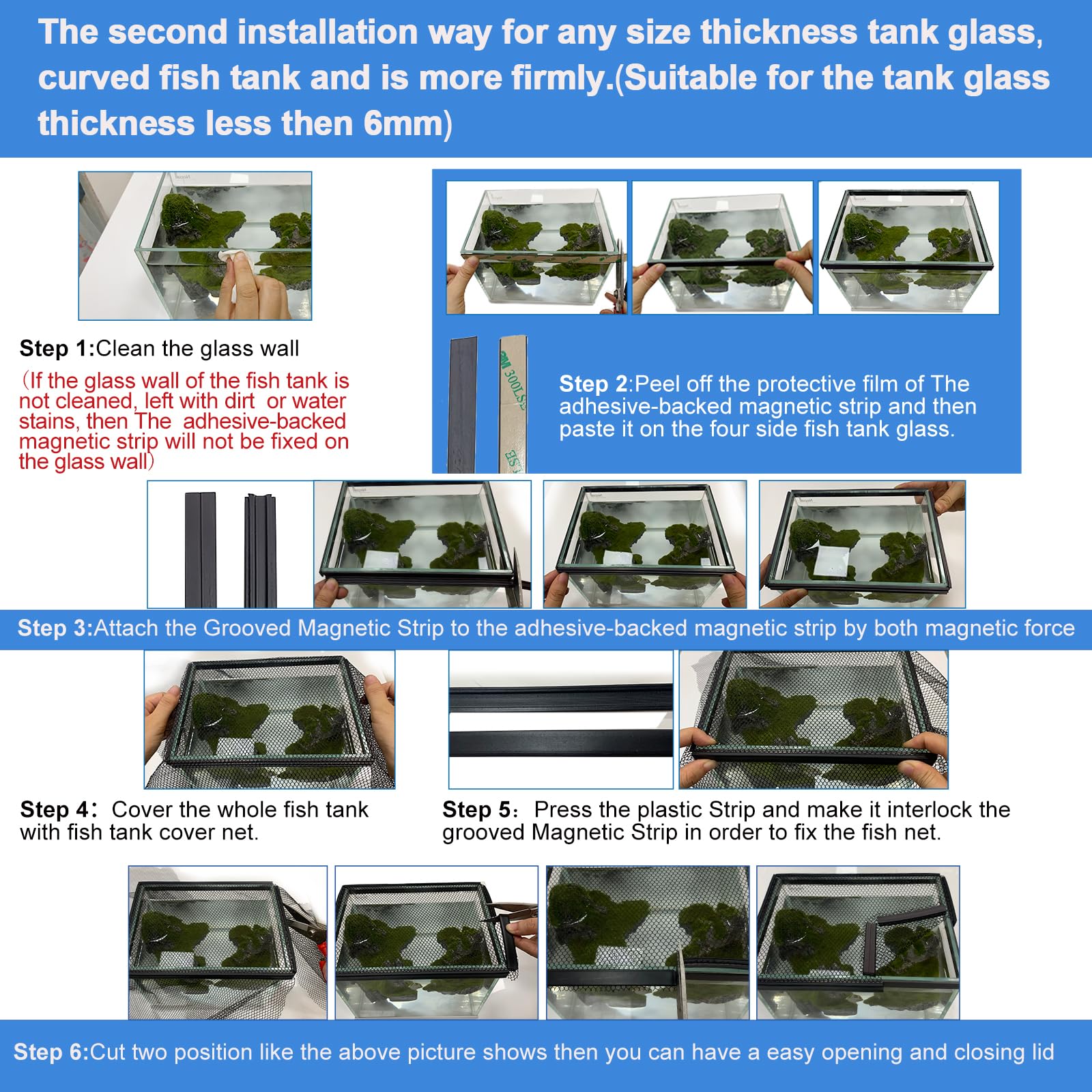 Magnetic Aquarium Anti-Jumping net Cover mesh to Protect Fish Jumping Out of Fish Tank