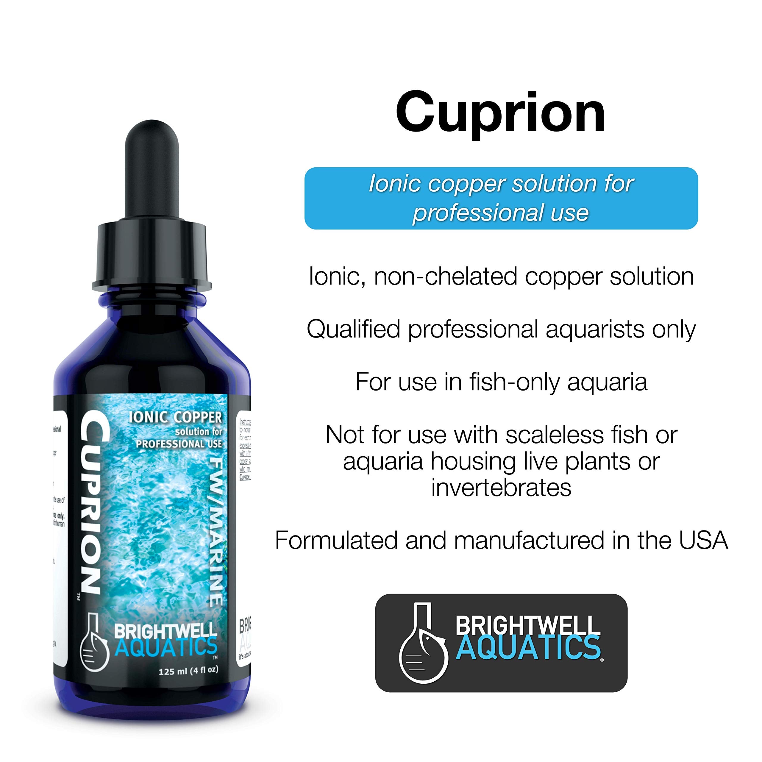 Brightwell Aquatics Cuprion - Ionic Copper Solution For Professional Use In Fish-Only Aquarium Tanks, 60-Ml