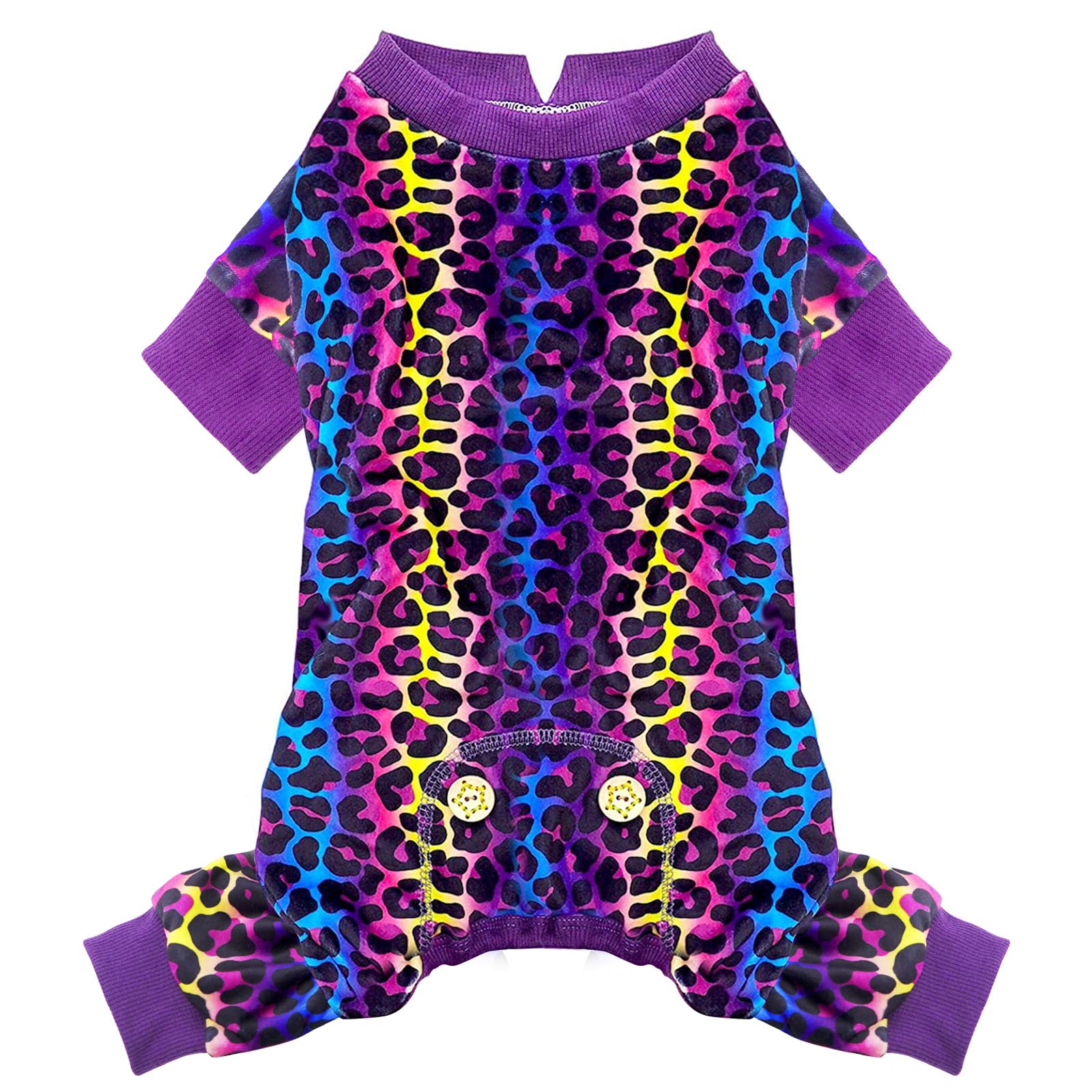 Kyeese Dog Pajamas Velvet Dog Pajamas Small Sized Dogs Dogs Pjs With Leopard Pattern Soft Doggie Jammies Stretchy Doggie Clothes