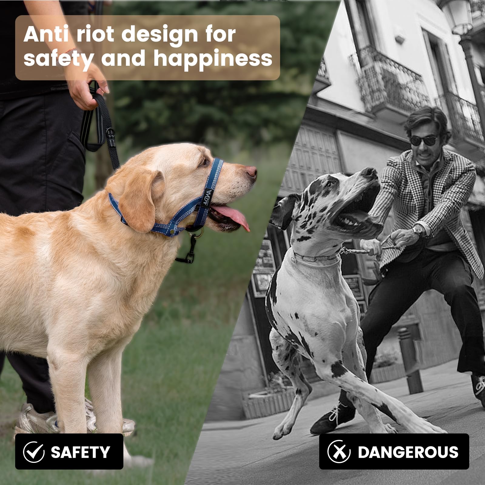 ANDA Ultra-Light No-Pull Gentle Leader for Dogs Headcollar: Adjustable, Breathable Comfort, Prevents Explosive Rushes, Ideal for
