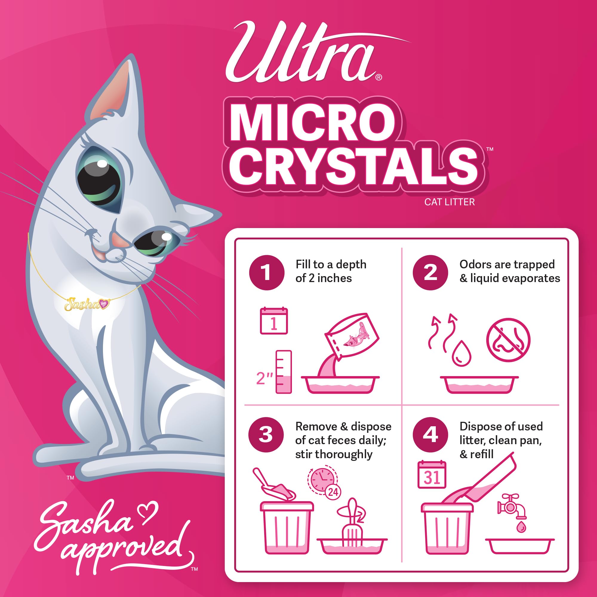 Ultra Micro Crystals Premium Cat Litter - 99.9% Dust Free, Soft On Paws, Fragrance Free - 15 Lbs. Total (3Pk Of 5 Lbs.)