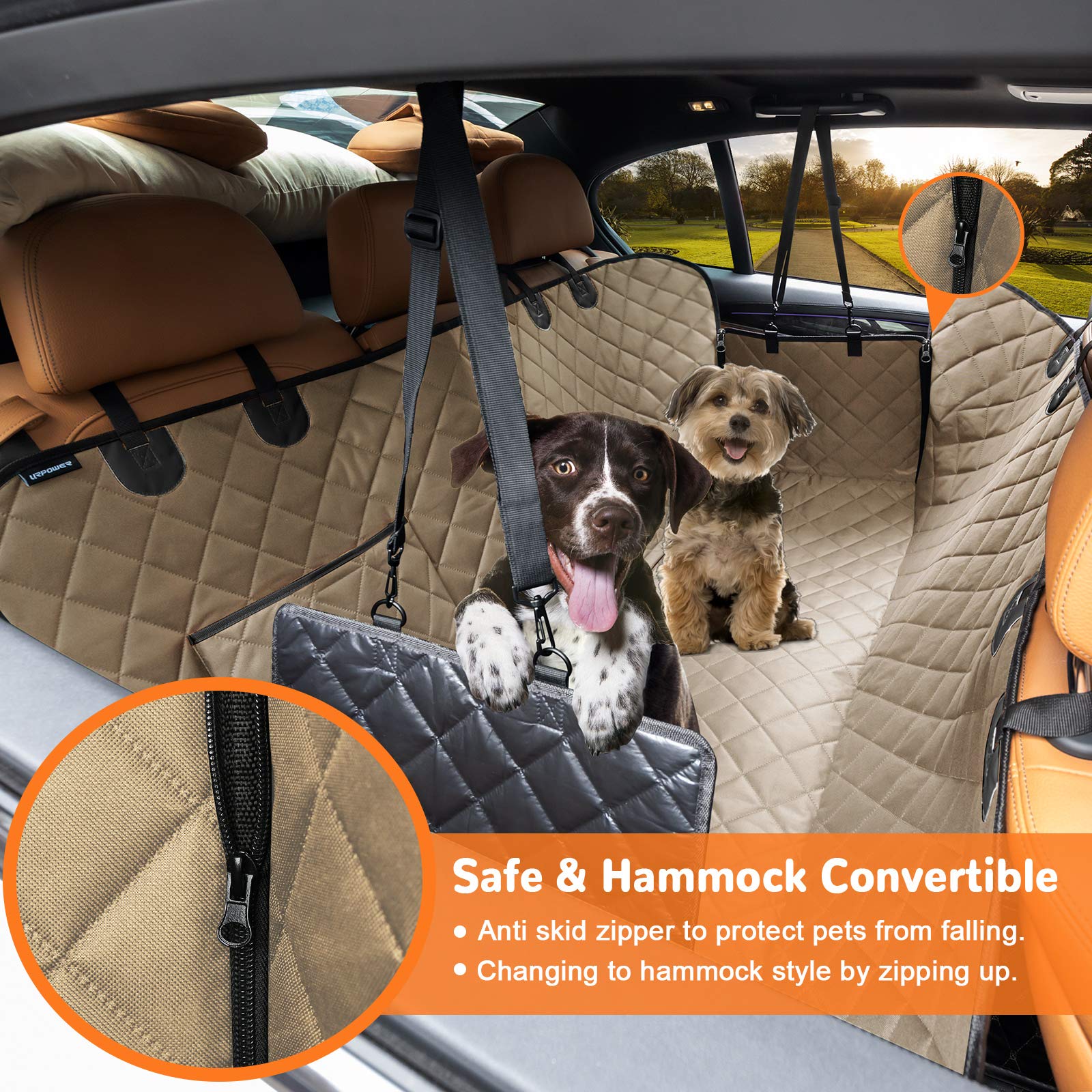 Urpower Dog Car Seat Cover For Back Seat Waterproof Seat Cover Hammock 600D Heavy Duty Scratch Proof Nonslip Durable Soft Backse