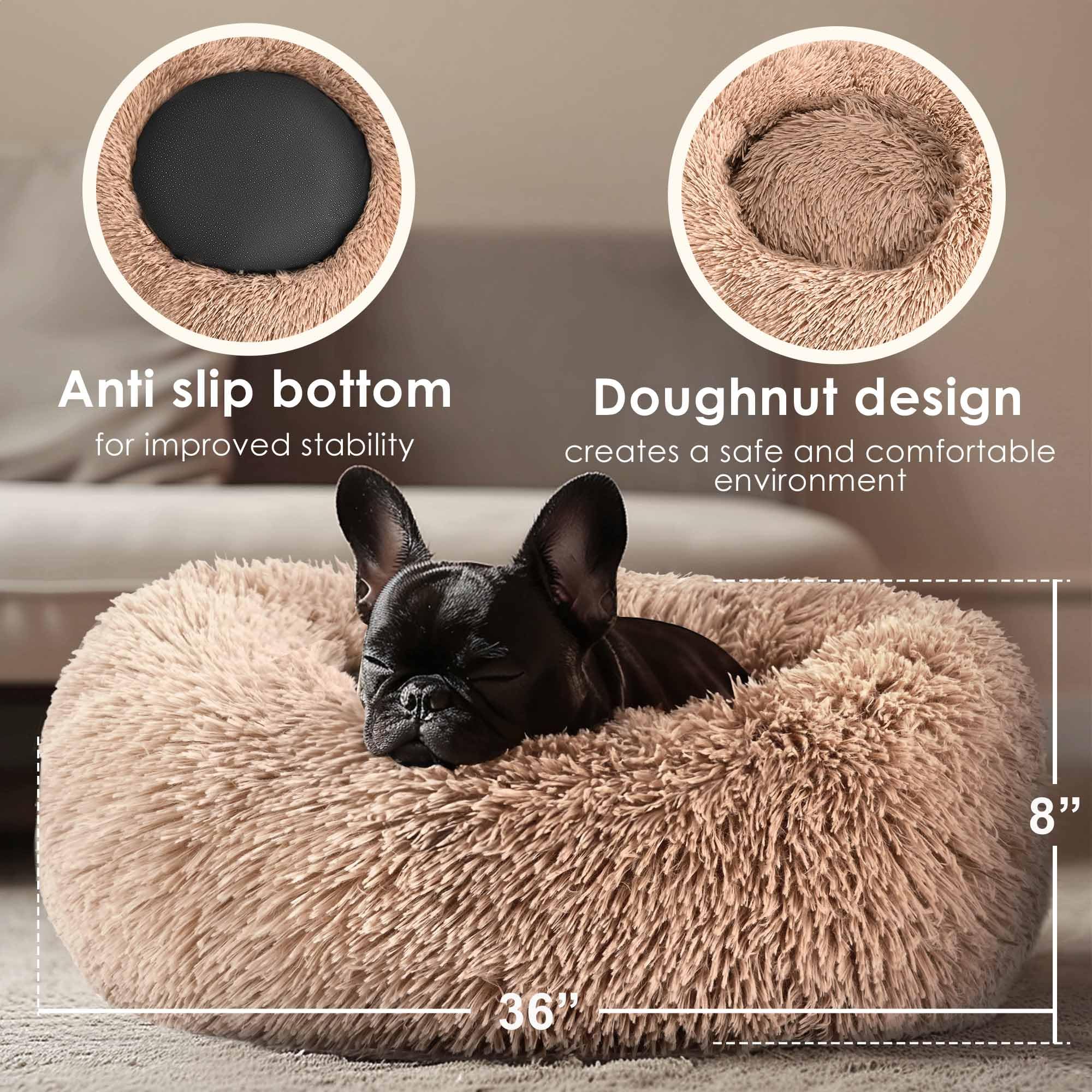 Extra Large Dog Beds, 36 Inch Human Dog Anxiety Relief Comfort Bed, Indestructible & Chew Proof Pet Beds (Camel)