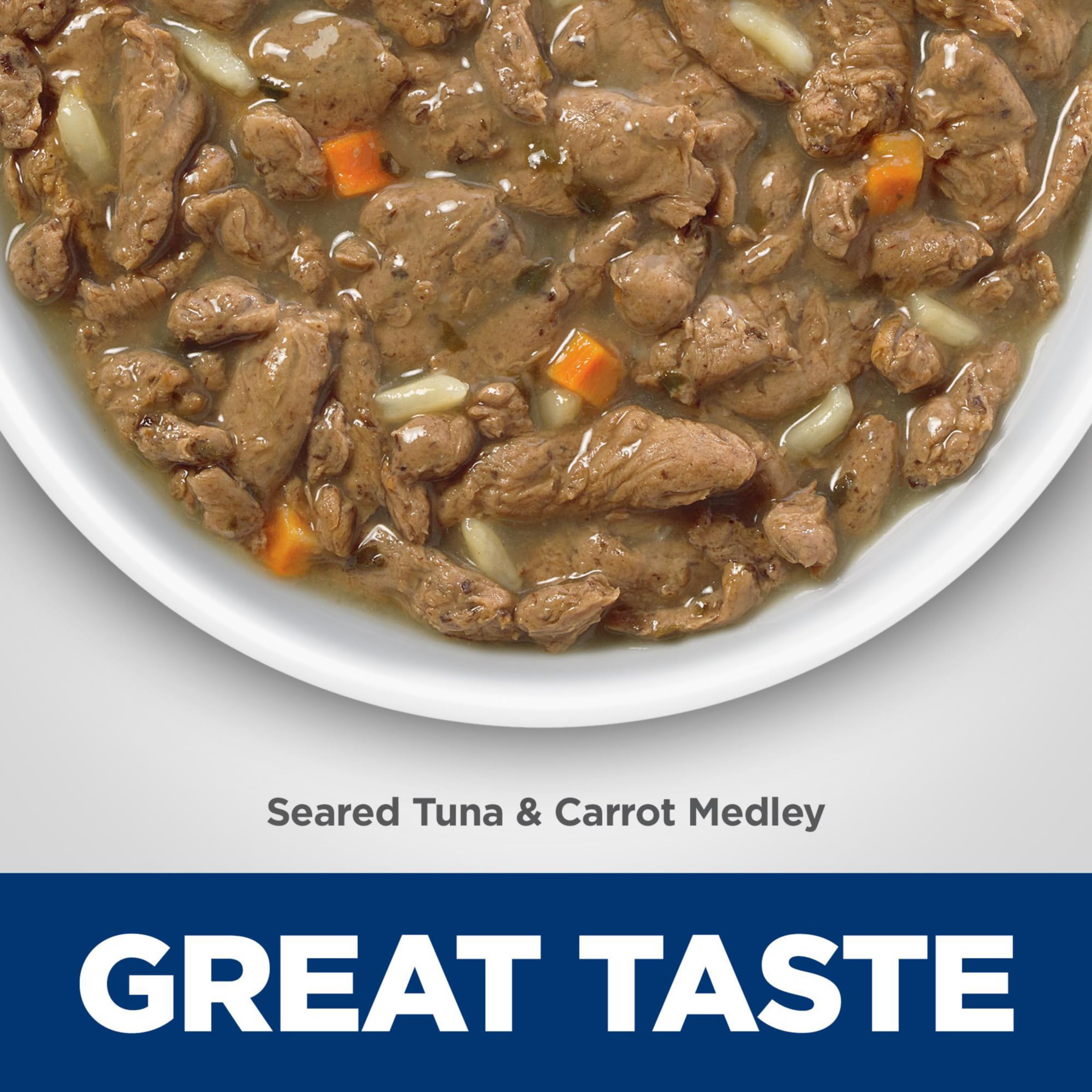 Hills Science Diet Healthy Cuisine, Senior Adult 11+, Great Taste, Wet Cat Food, Seared Tuna & Carrot Stew, 2.8 oz Can, Case of
