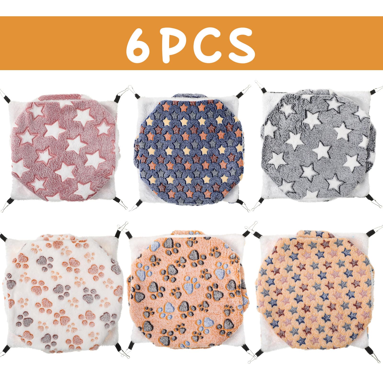 Sadnyy 6 Pieces Guinea Pig Rat Hammock Three Layer Ferret Bed Small Animal Hanging Pet Cage Hammock For Chinchilla Rat Sugar Gli