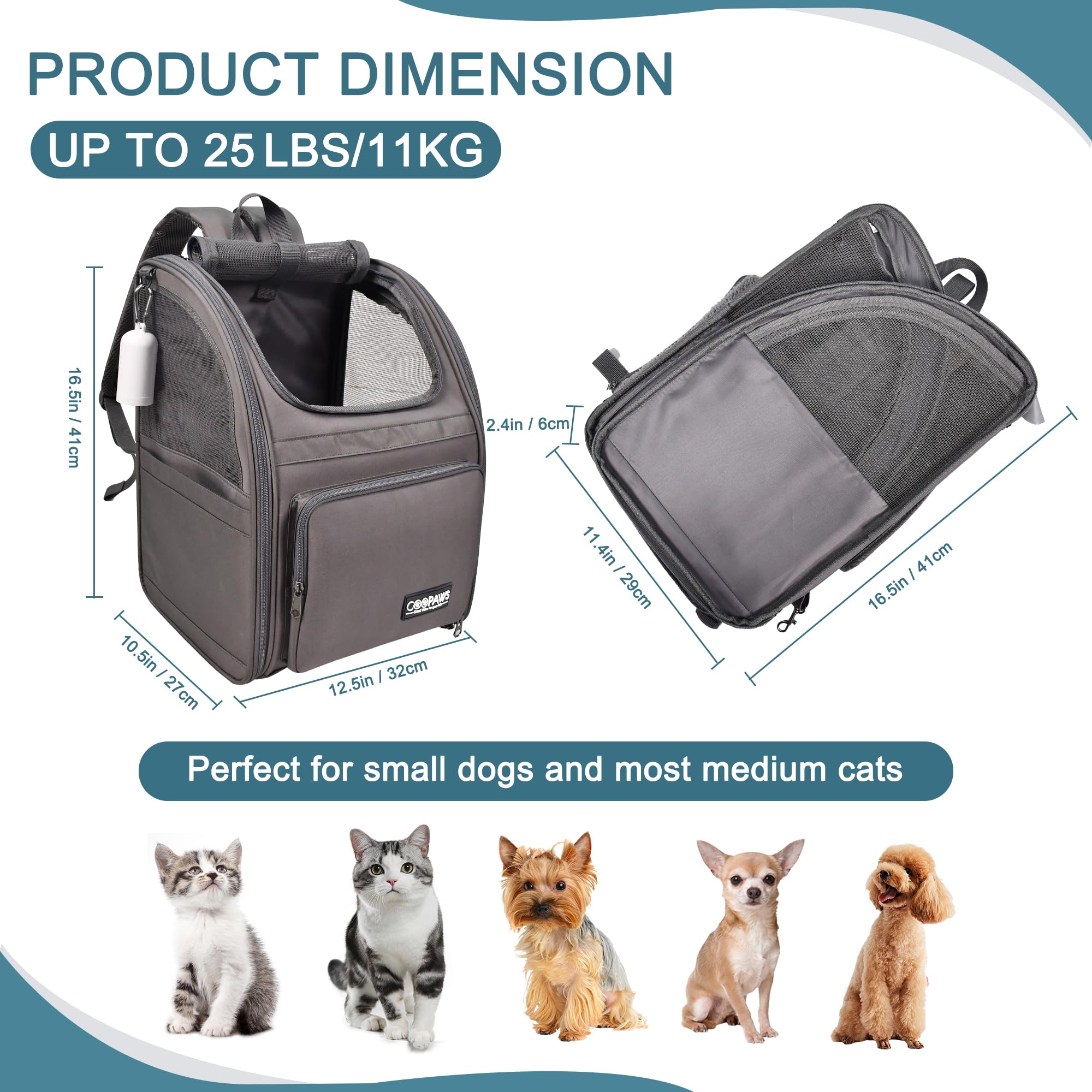 Jespet Pet Backpack Carrier For Small Dog, Puppy, Soft Carrier Backpack Ideal For Traveling, Hiking, Walking And Outdoor Activit