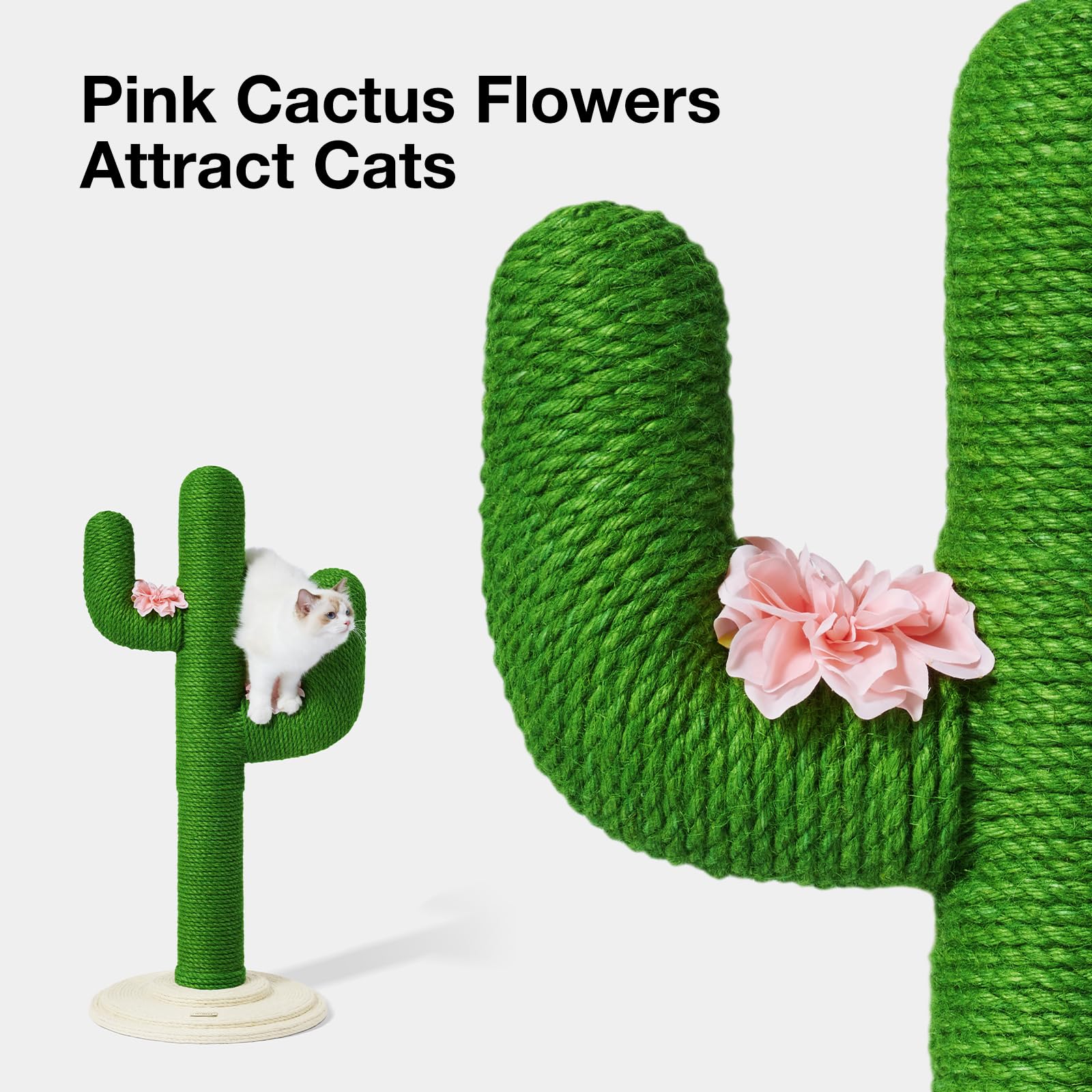 Vetreska Cat Scratching Post, Cactus Scratch Posts For Indoor Adult Cats Kittens, 41.3 Inches Large Sisal Cat Scratcher, Extra L