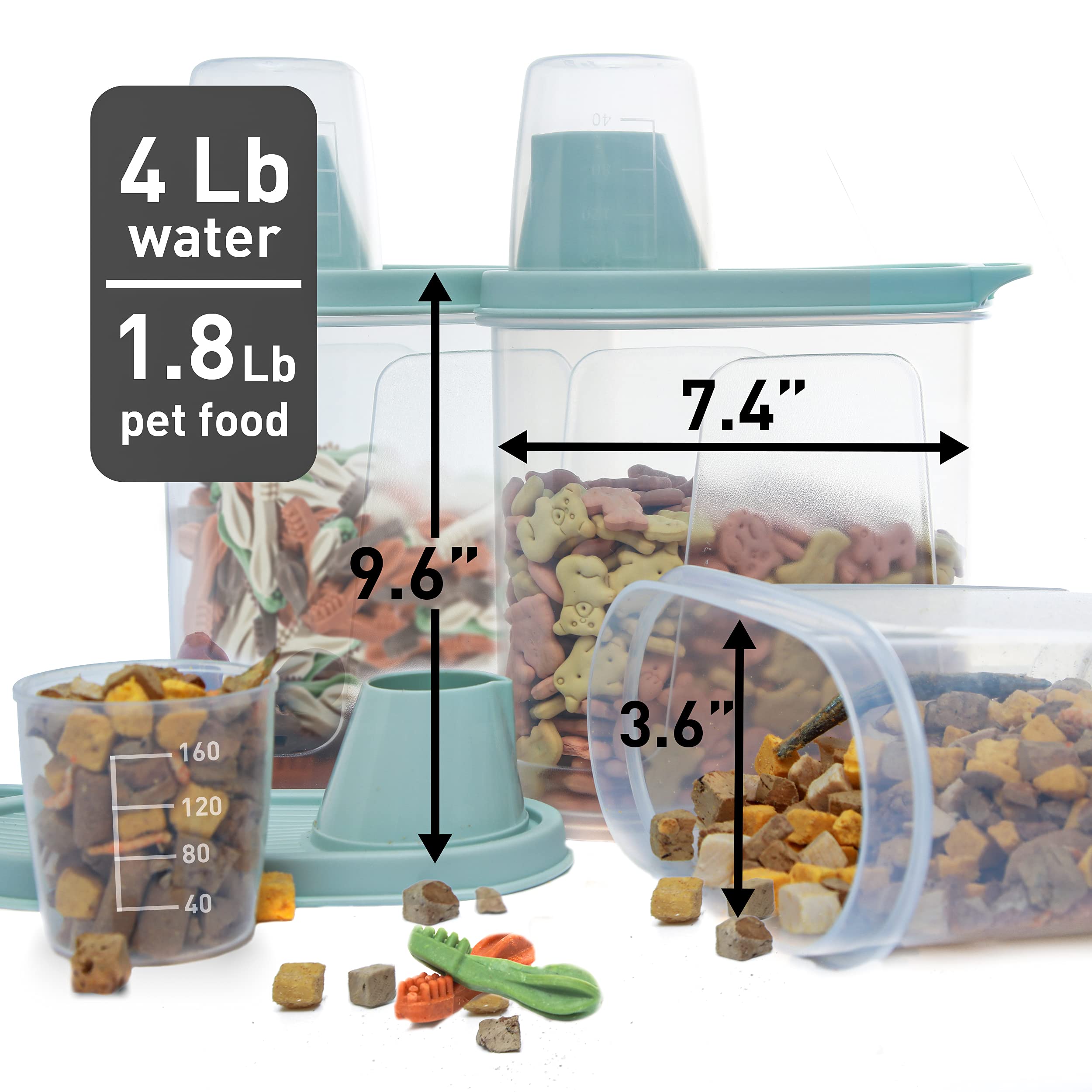 Citylife 3 PCS Pet Food Container Airtight 1.8 LB Plastic Cat Food Container for Dry Food Small Dog Food Containers with Pour Sp