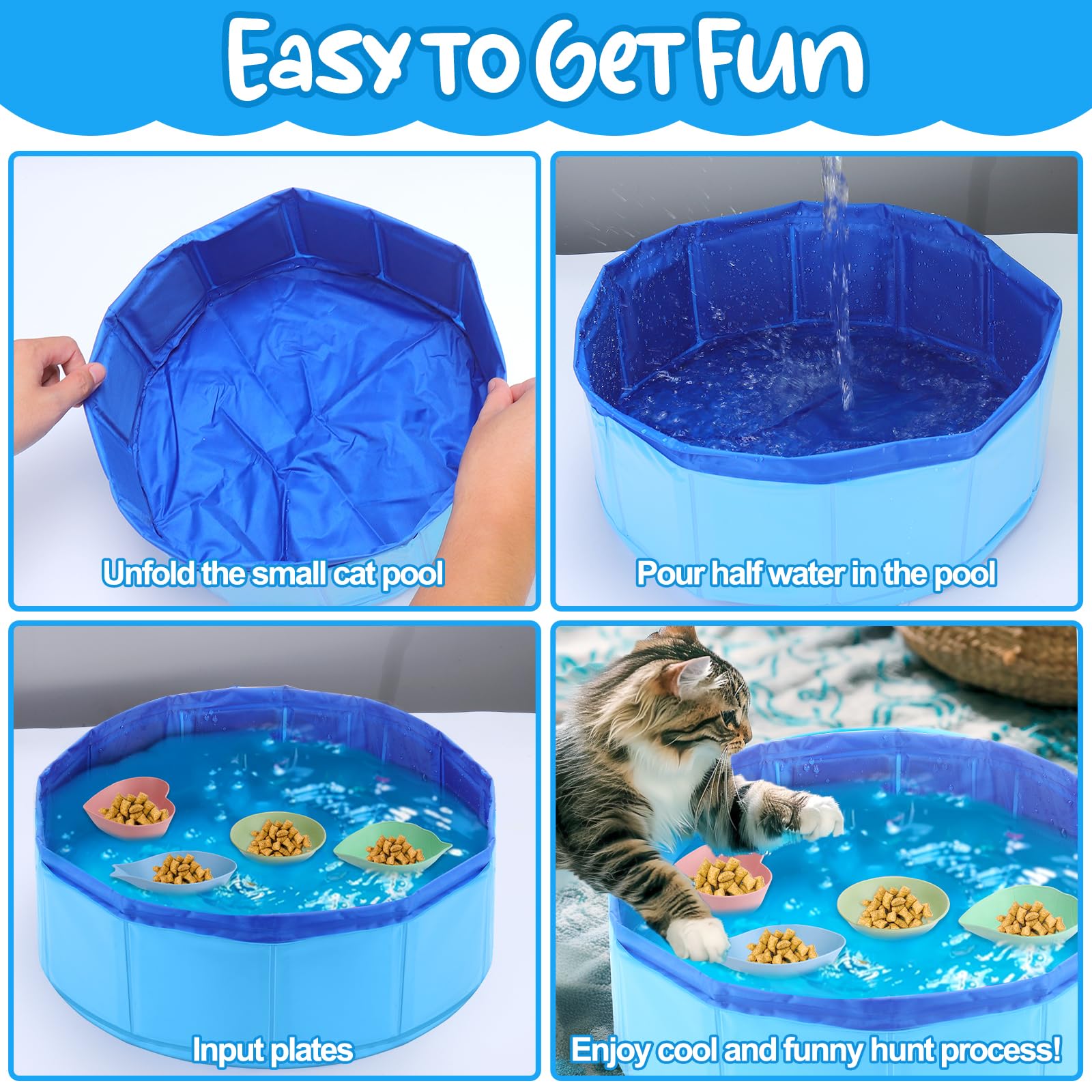 Mity Rain Cat Pool Toy - With Funny Water Toy Moving Treat Bowl, Interactive Cat Toy For Bored Indoor Cats To Play, Hunt & Stay