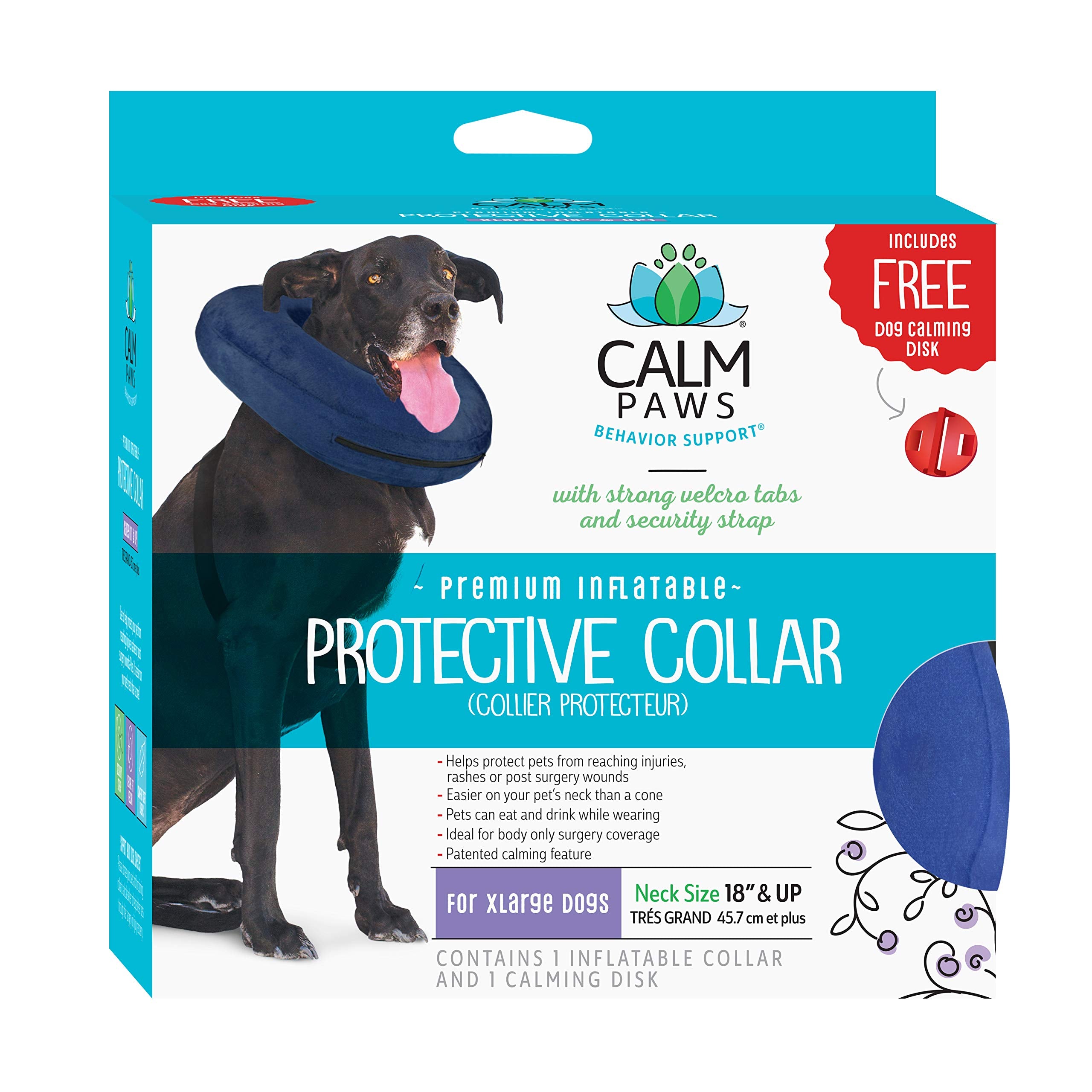 Calm Paws Behavior Support Protective Inflatable Collar XLarge w/Dog Calming Disc
