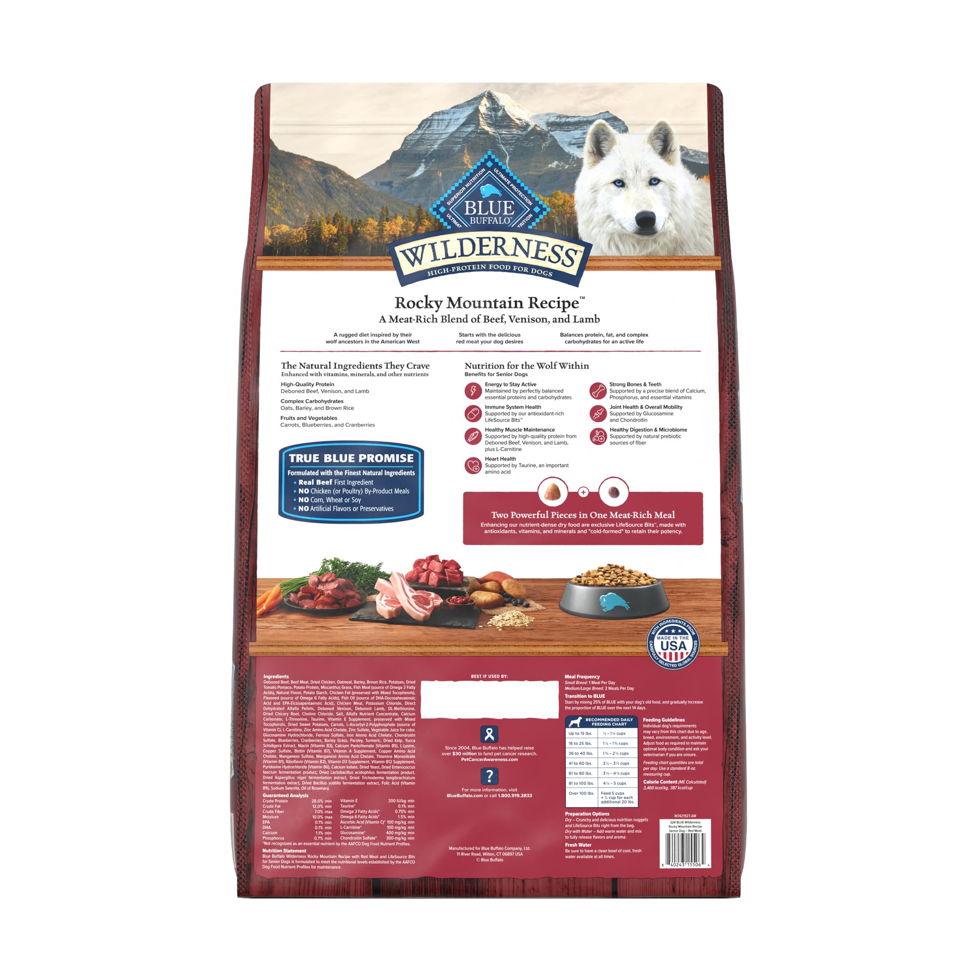 Blue Buffalo Wilderness Rocky Mountain Recipe High-Protein Senior Dry Dog Food, Made in The USA with Natural Ingredients Plus Wh
