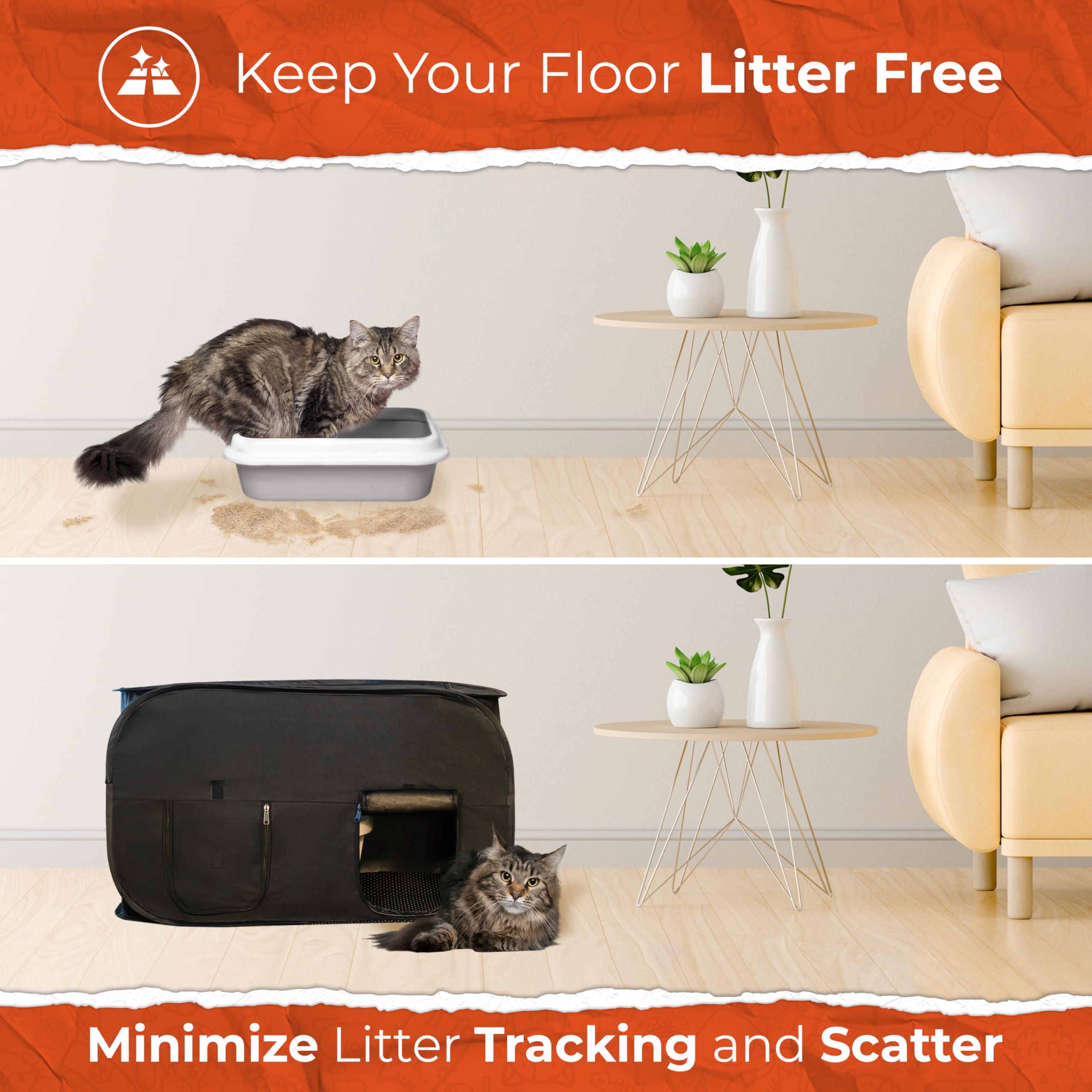Pexter Cat Litter Box Enclosure, Dog Proof, Discreet And Hidden Litter Box, Kitty Litter Trap Design With Easy-Clean Feature, Sc