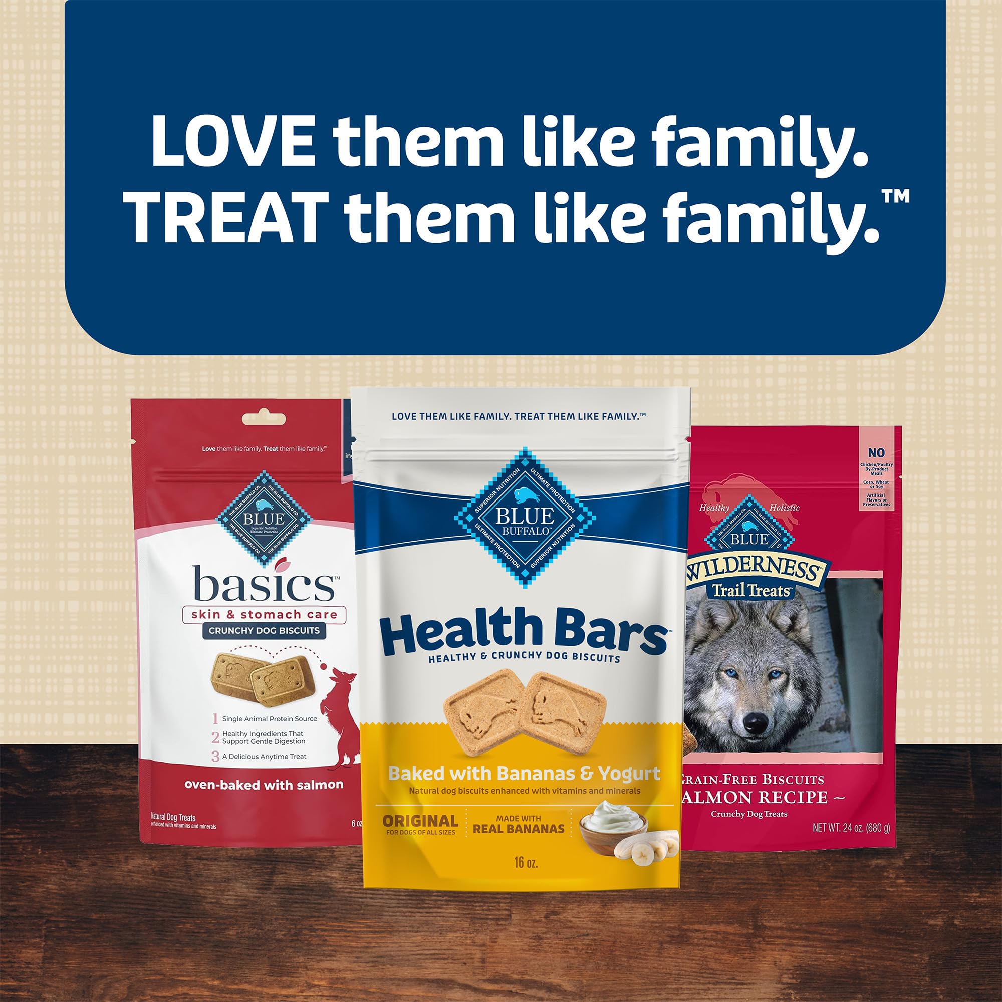 Blue Buffalo Health Bars Natural Crunchy Dog Treats Biscuits, Banana & Yogurt 16-oz Bag