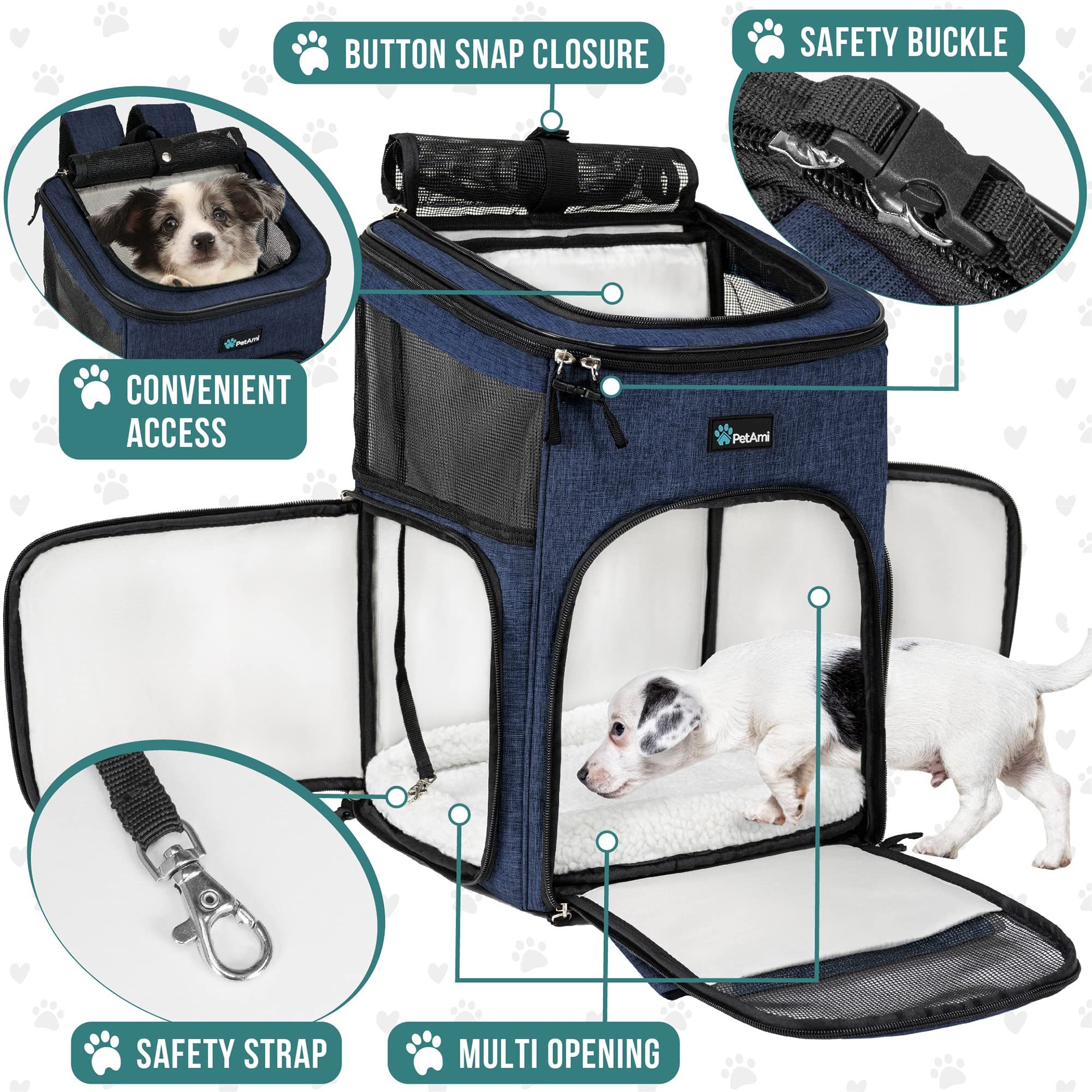 PetAmi Dog Backpack Carrier, Airline Approved Cat Backpacks for Carrying Small Large Cats, Pet Carrier Back Pack, Ventilated Sof