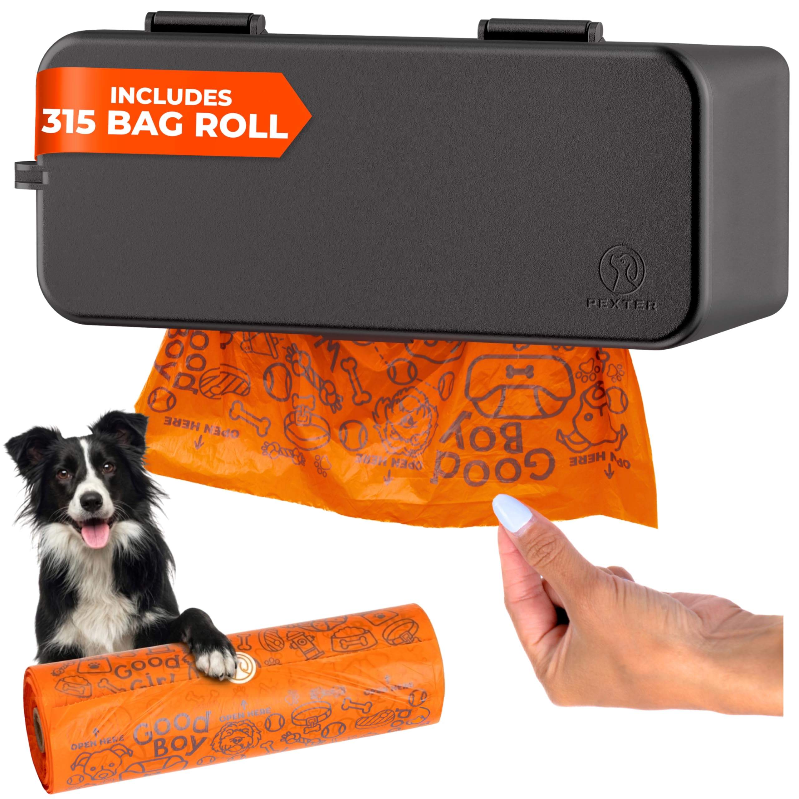 PEXTER Large Roll Poop Bag Dispenser - Dog Poop Bag Dispenser Wall Mount - Dog Waste Station for Outdoor or Indoor Use - Pet Was