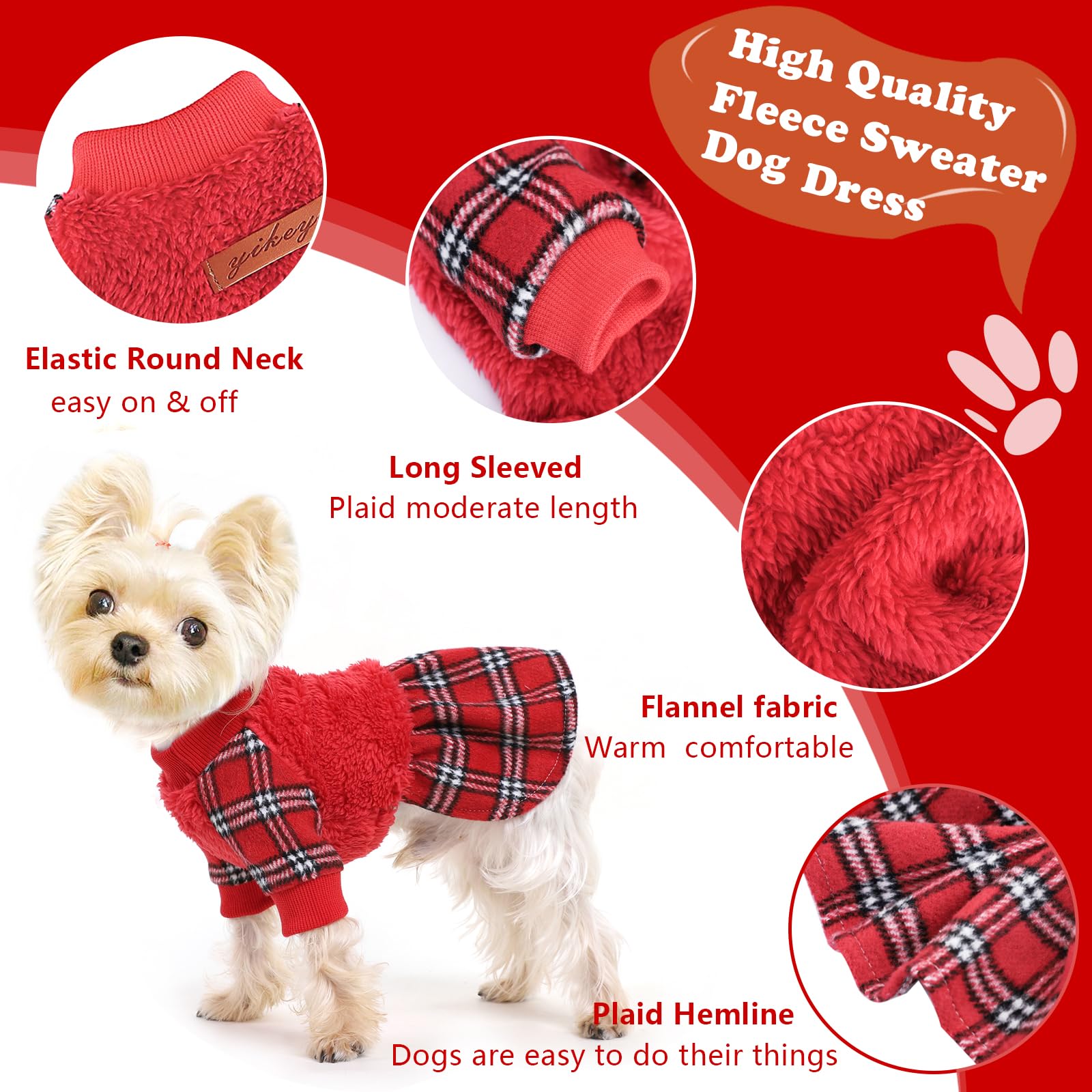 Shifenmei Christmas Dog Clothes Xxs Dog Dress Chihuahua Teacup Dog Dresses Winter Dog Clothes For Small Dogs Girl Fall Puppy Dre