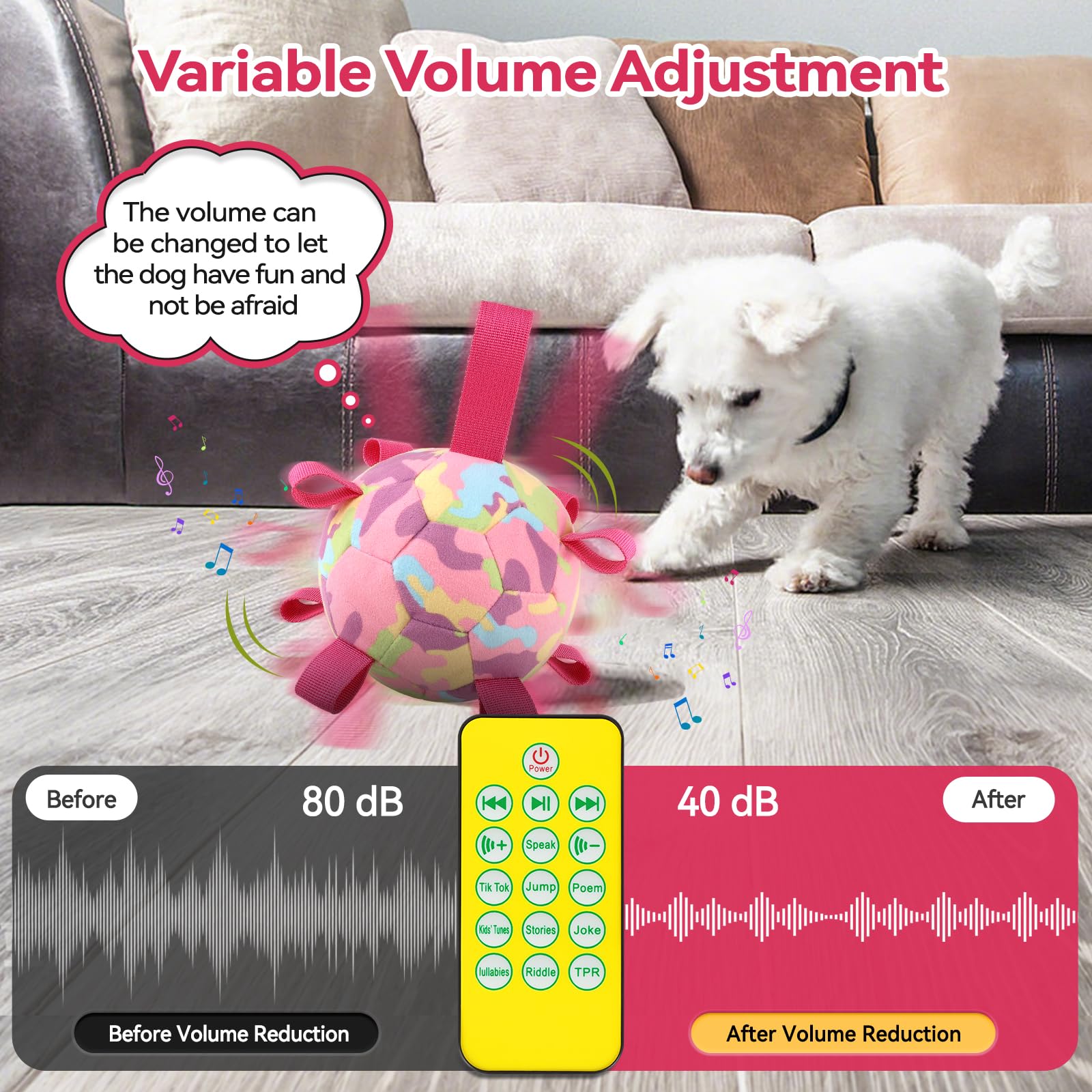 Qdan Interactive Dog Toys, Remote Control, Rechargeable Moving Dog Balls, Puppy Toys To Keep Them Busy, Squeaky Puppy Toys For S