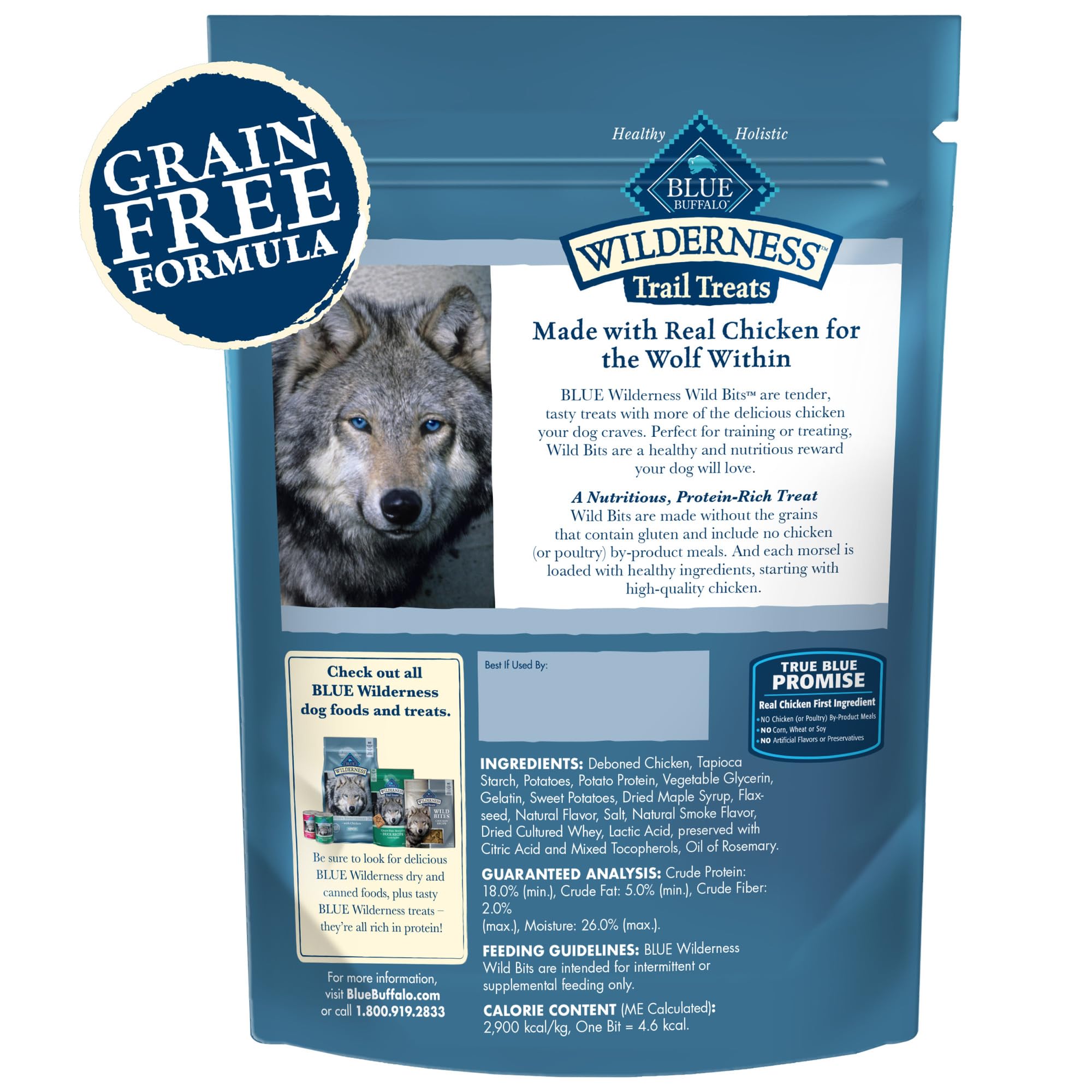 Blue Buffalo Wilderness Wild Bits Soft & Chewy Training Treats for Dogs, Grain-Free, Chicken Recipe, 4-oz. Bag