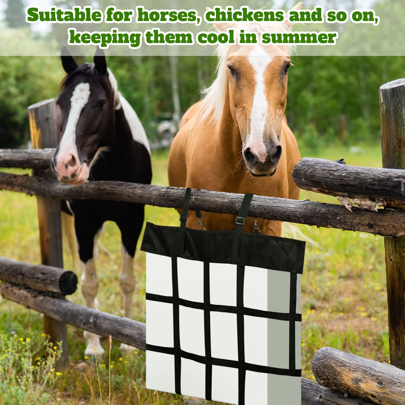 Tessco 2 Pcs Box Fan Holder Horse Stall Classic Fan Bag Hanging Web Holder Nylon Box Hay Bag (Black)