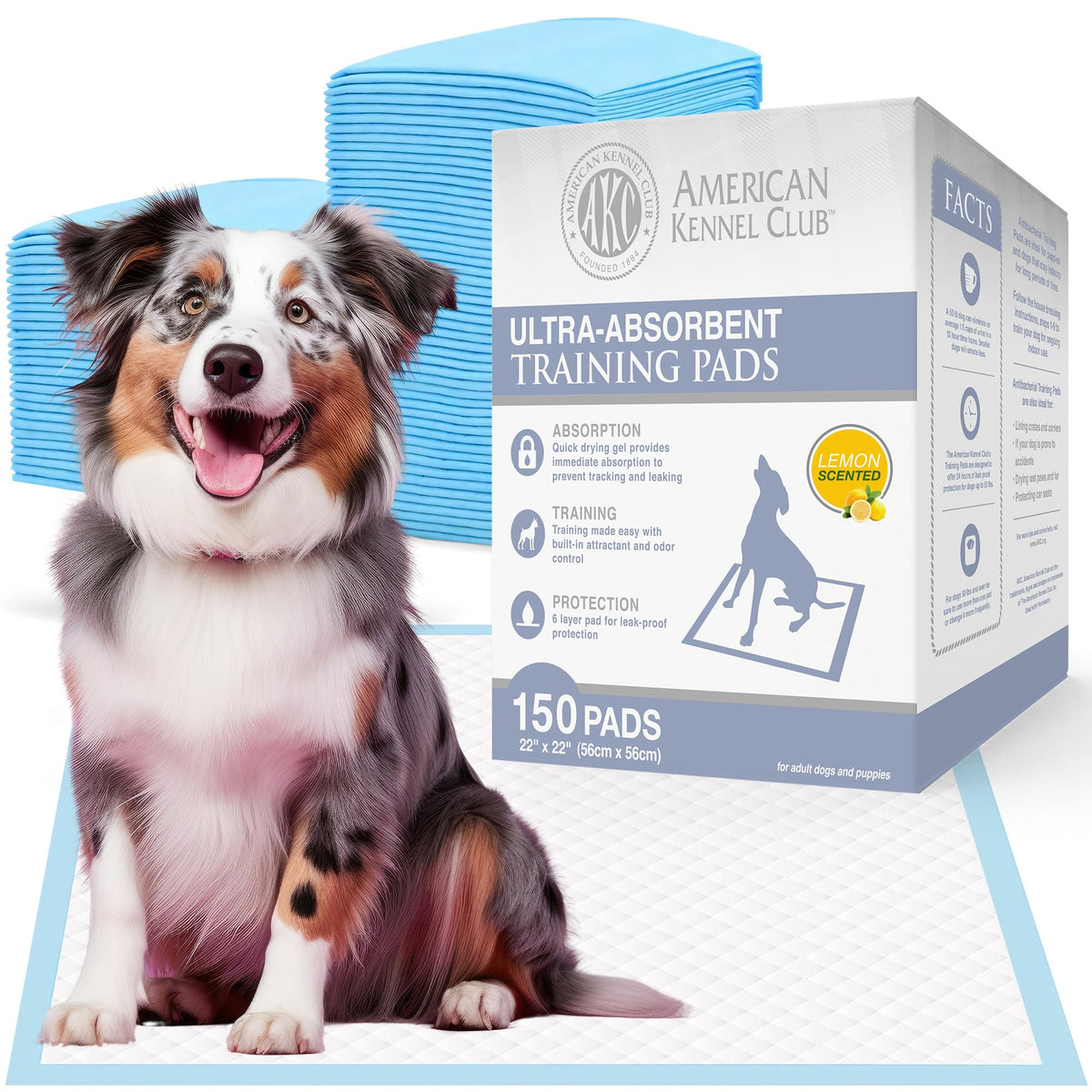 Ultra Absorbent Odor Control Scented Training Pads For Dogs Leak-Proof Quick Dry Gel – 22 X 22 Puppy Pads - Lemon Scented - Pack Of 150