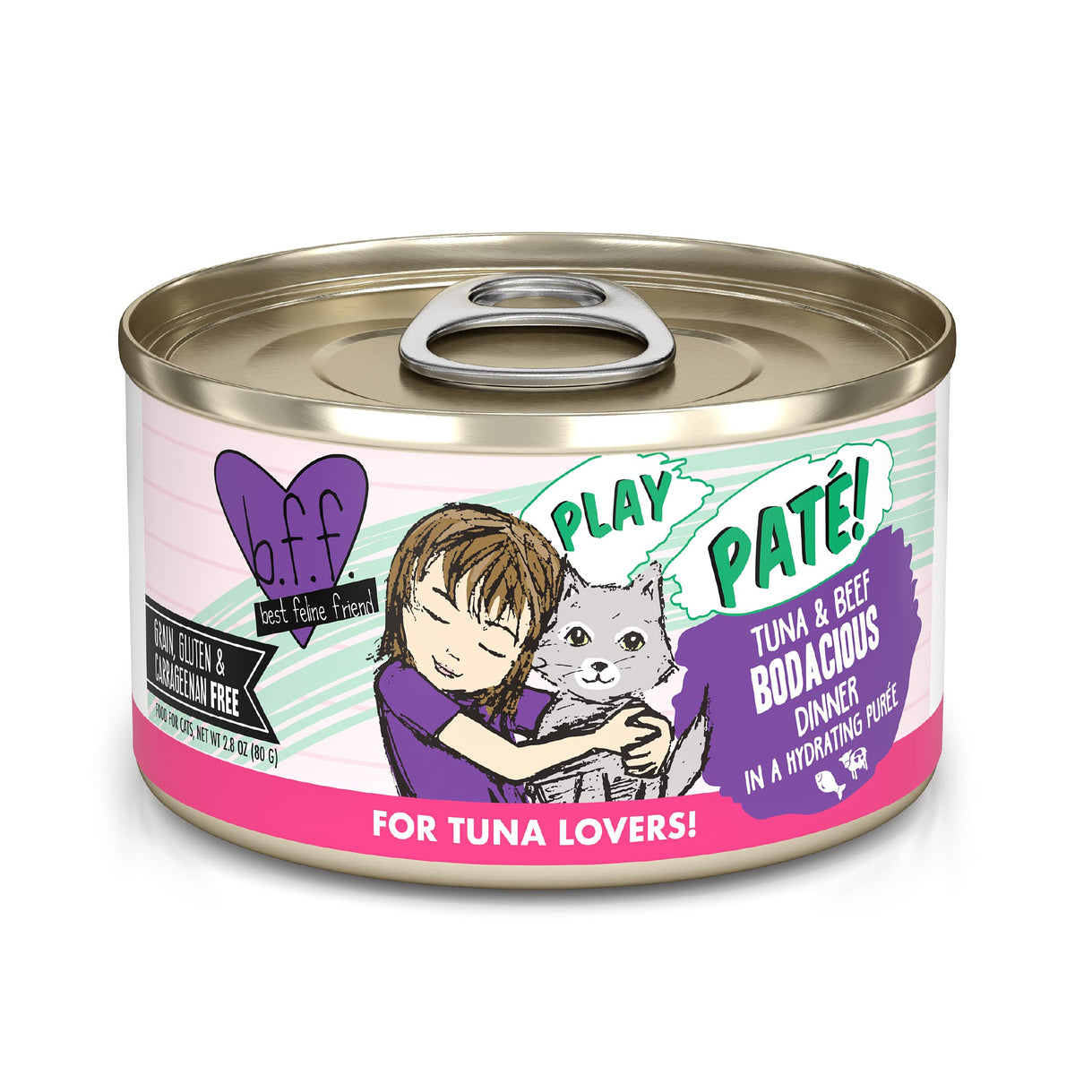 Weruva B.F.F. Play - Best Feline Friend Paté Lovers, Aw Yeah!, Tuna & Beef Bodacious With Tuna & Beef, 2.8Oz Can (Pack Of 12)