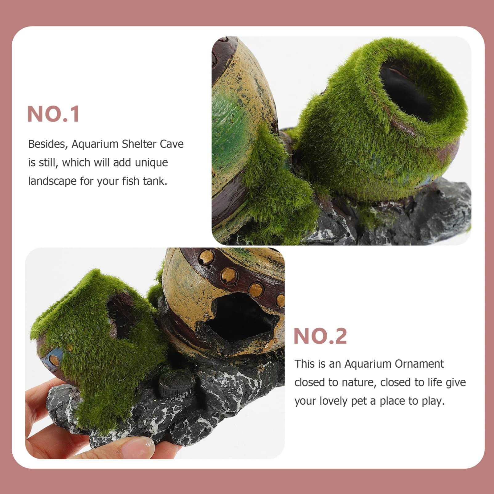 POPETPOP Fish Hiding Cave, Fish Tank Decor Glass Vase Aquarium Ruins Ancient Greek Leaning Vase Rock Broken for Betta Marine Fre