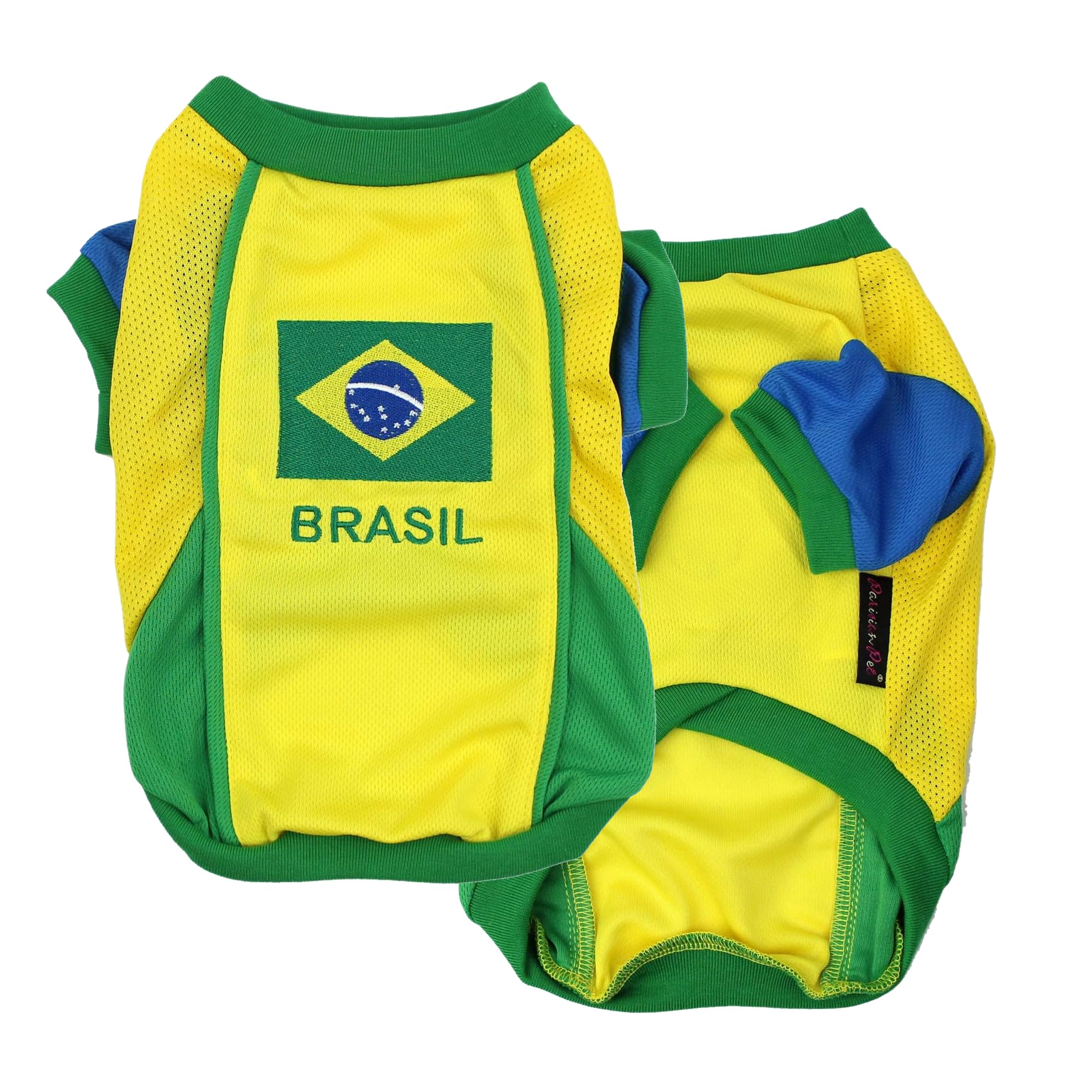 Parisian Pet Dog Jersey - Embroidered  Brasil  Breathable Mesh Fabric Brazil Soccer Outfit - Football, And Olympic Sportswear Br