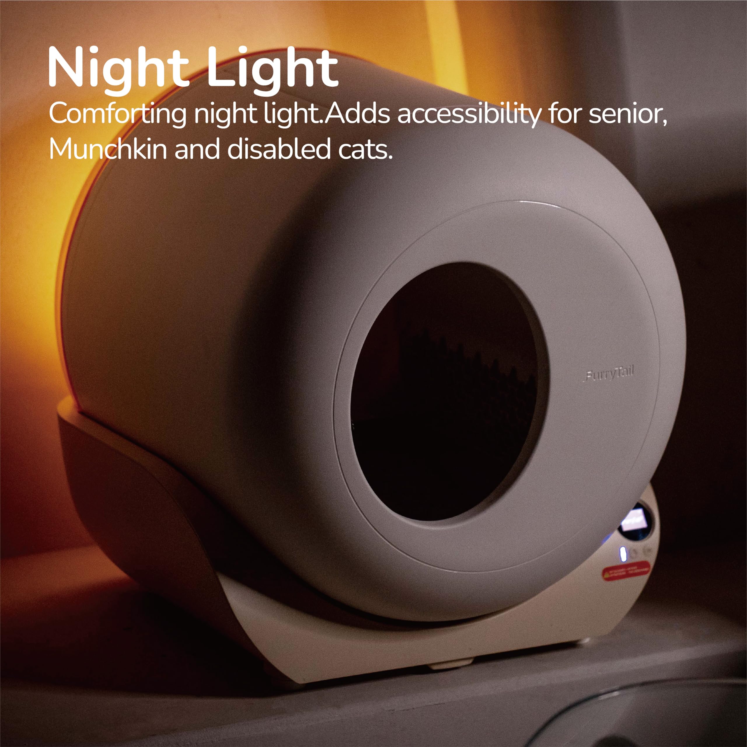 Furrytail Self Cleaning Litter Box With App - Automatic Cat Litter Box For All Your Cats, Odor Control, Spacious Interior And La