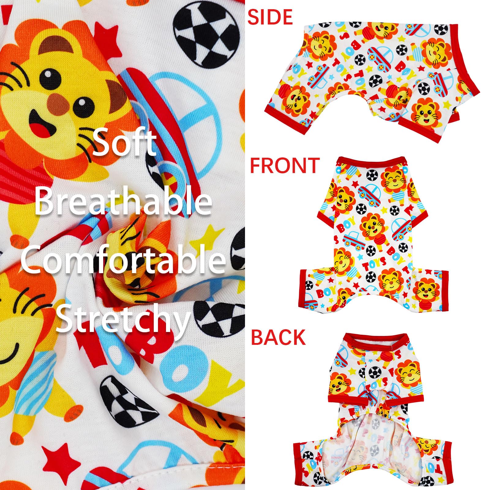Viunimo Puppy Clothes For Small Dogs - Summer Cute Pajamas, Soft Stretchy Onesies For Boy Girl Dogs, Cat Pet Jammies Outfit (Yel