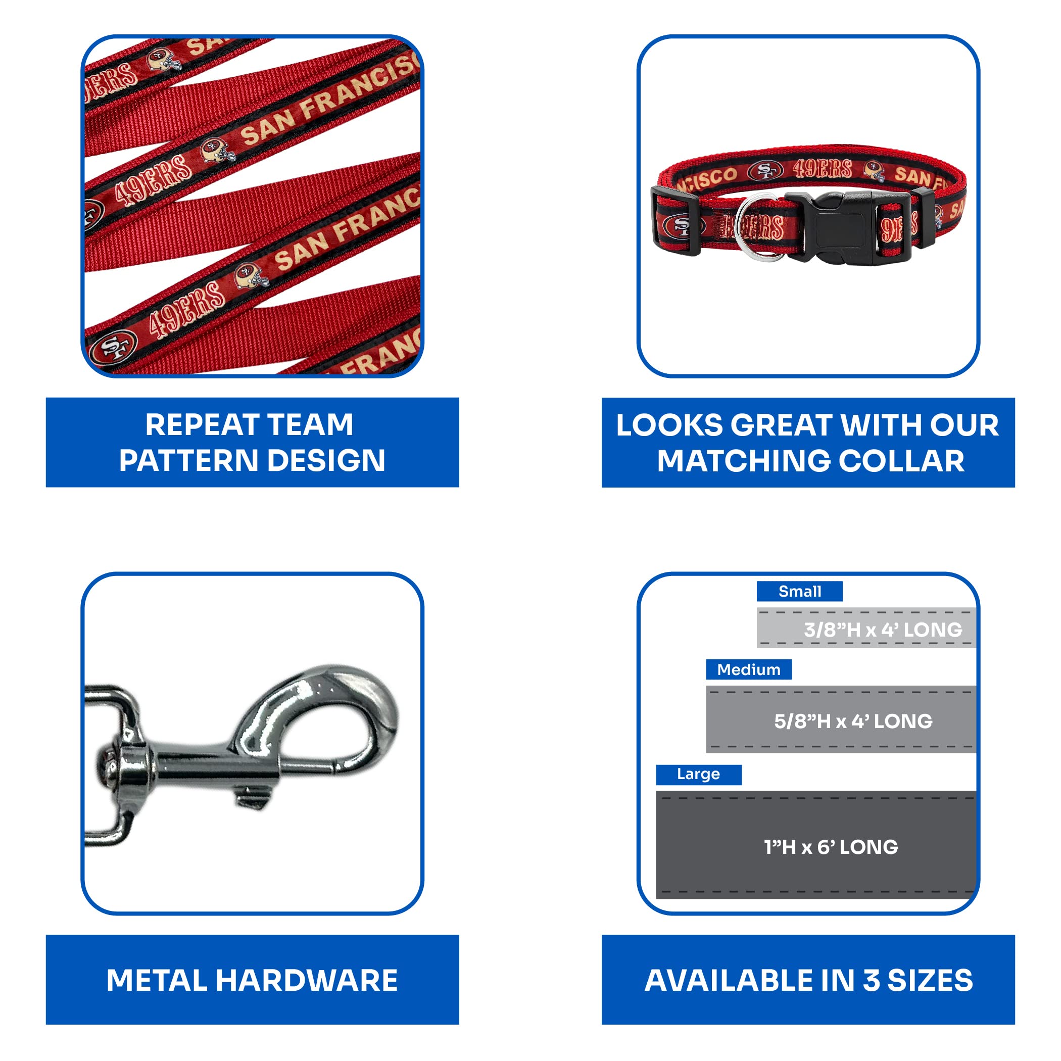 Nfl Pet San Francisco 49Ers Dog Leash, Large Football Team Leash For Dogs & Cats - Shiny & Colorful, Licensed By The Nfl